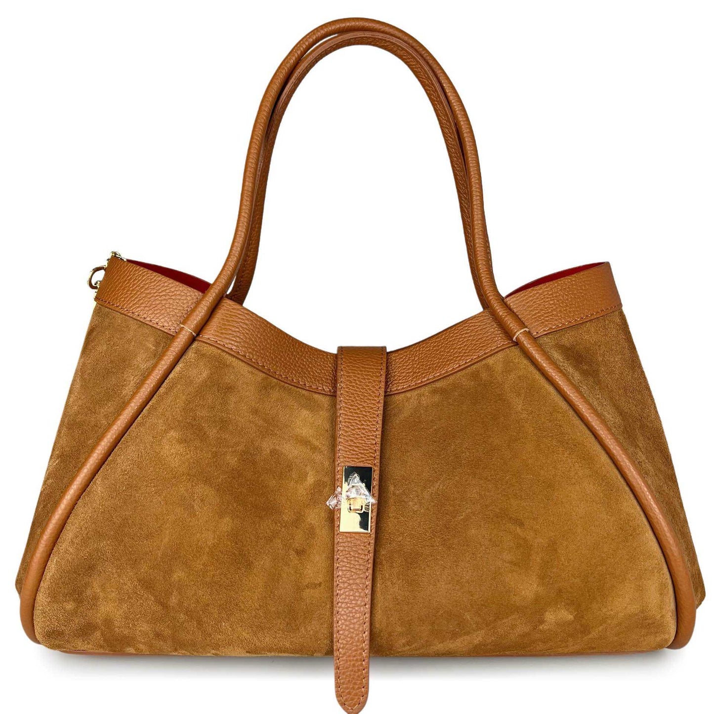 Maxi borsa Carla - camoscio, con tracolla lunga