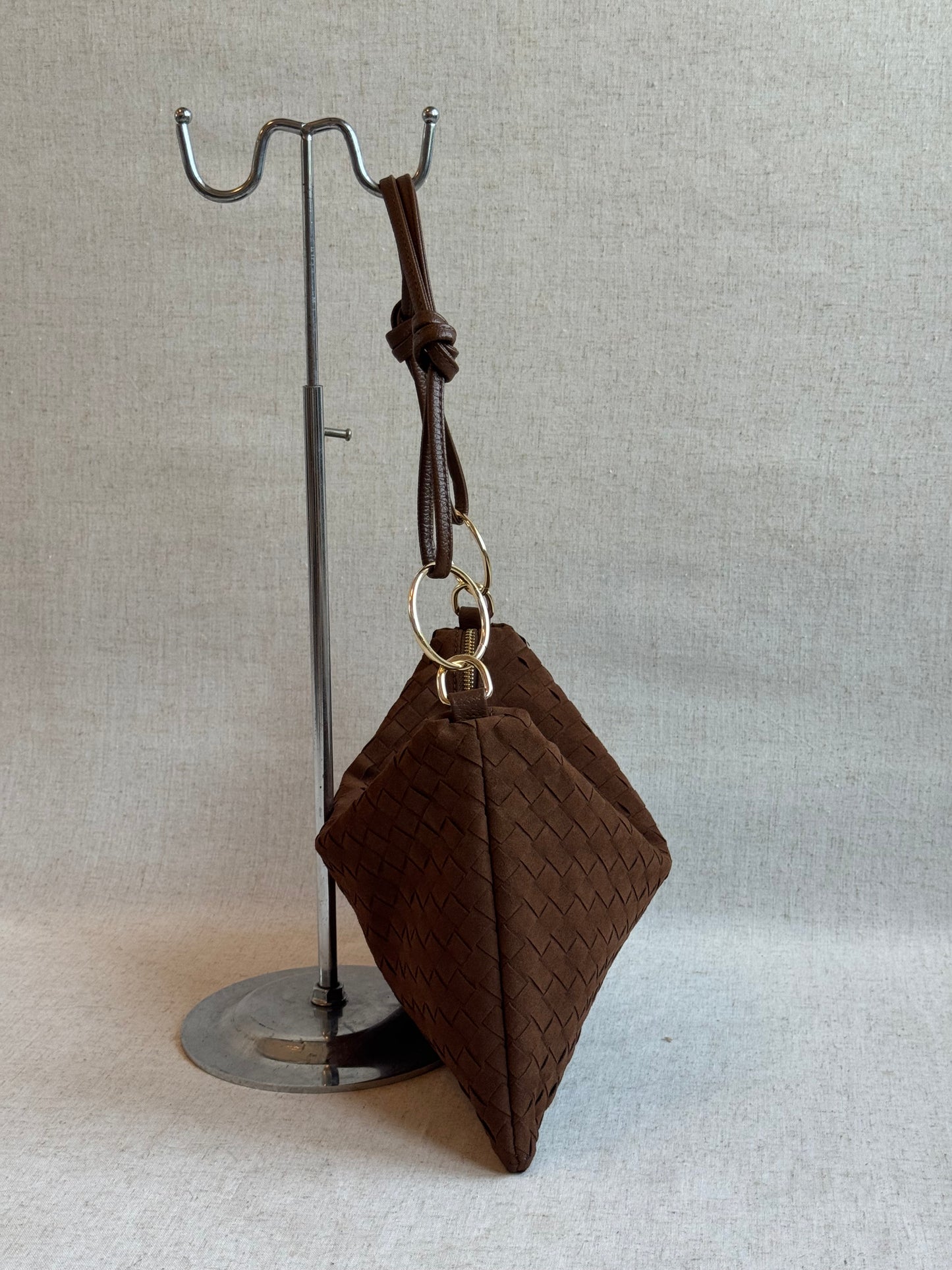 Borsa Agata - camoscio, intrecciato, con tracolla lunga
