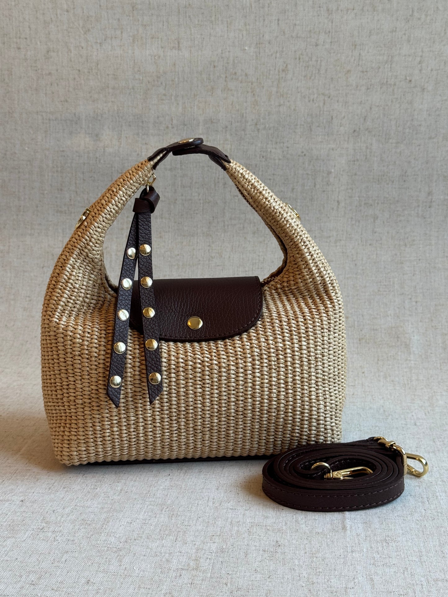 Borsa Lagoon - rafia, con tracolla lunga