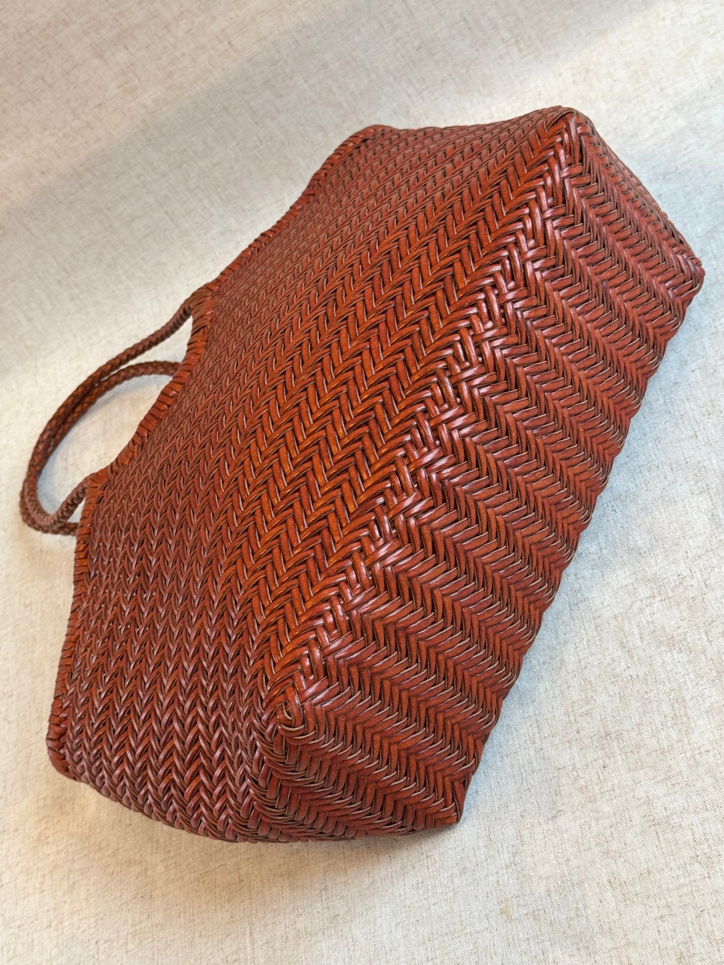 Maxi borsa a spalla Capri - misura grande, vera pelle tamponato intrecciato