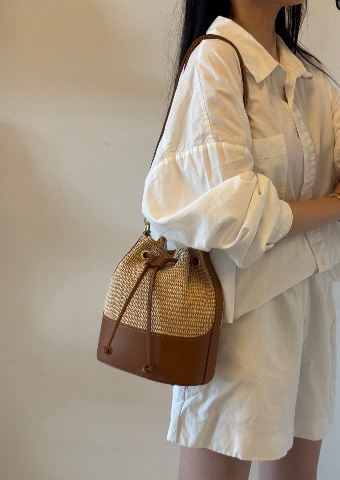 Borsa Versilia - rafia, con tracolla lunga
