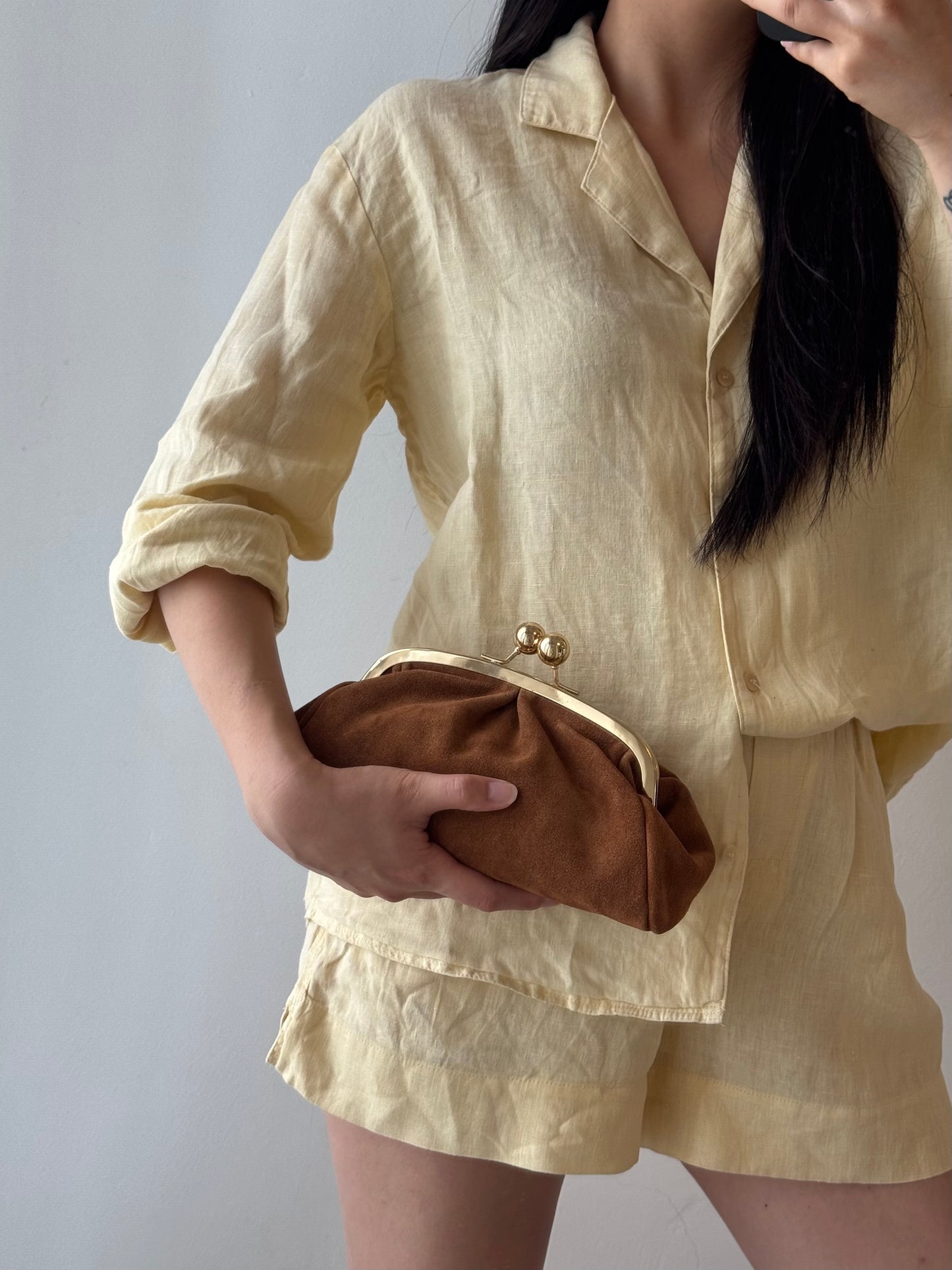 Pochette Raffy - camoscio, con tracolla