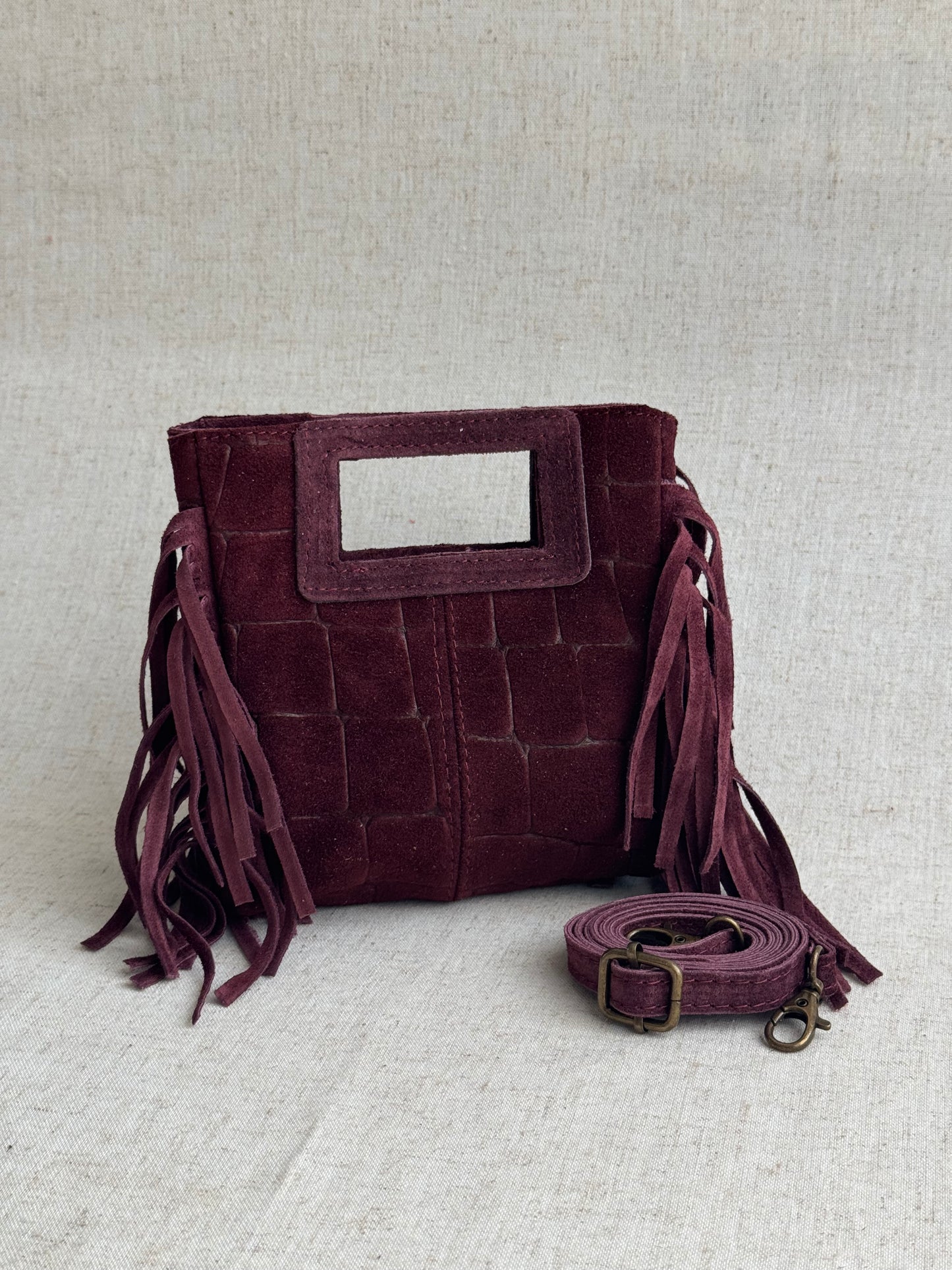 Borsa Riri - stampa coccodrillo, misura piccola, con tracolla lunga