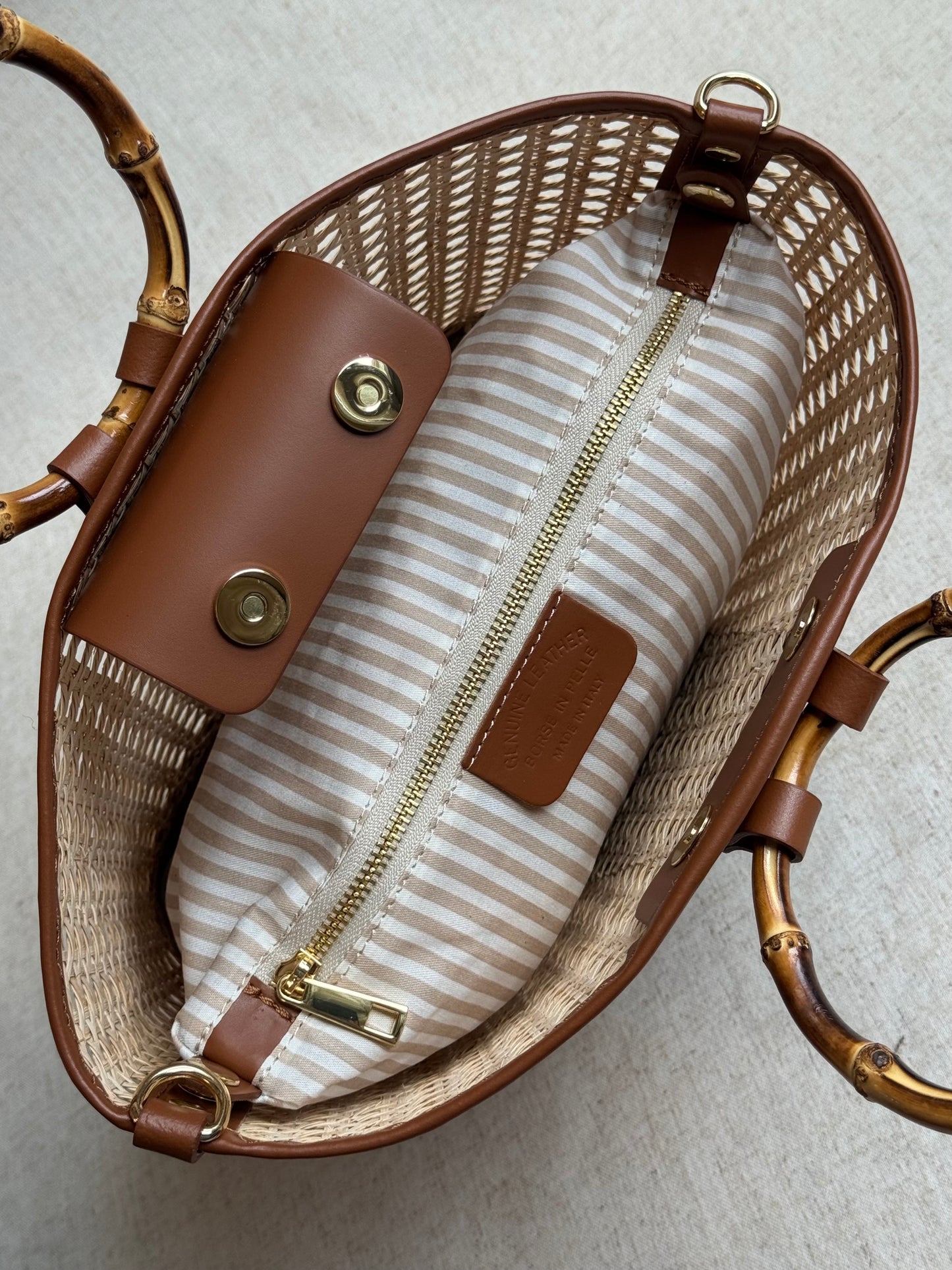 Borsa Atena - misura grande, paglia di Vienna, con tracolla lunga e pochette