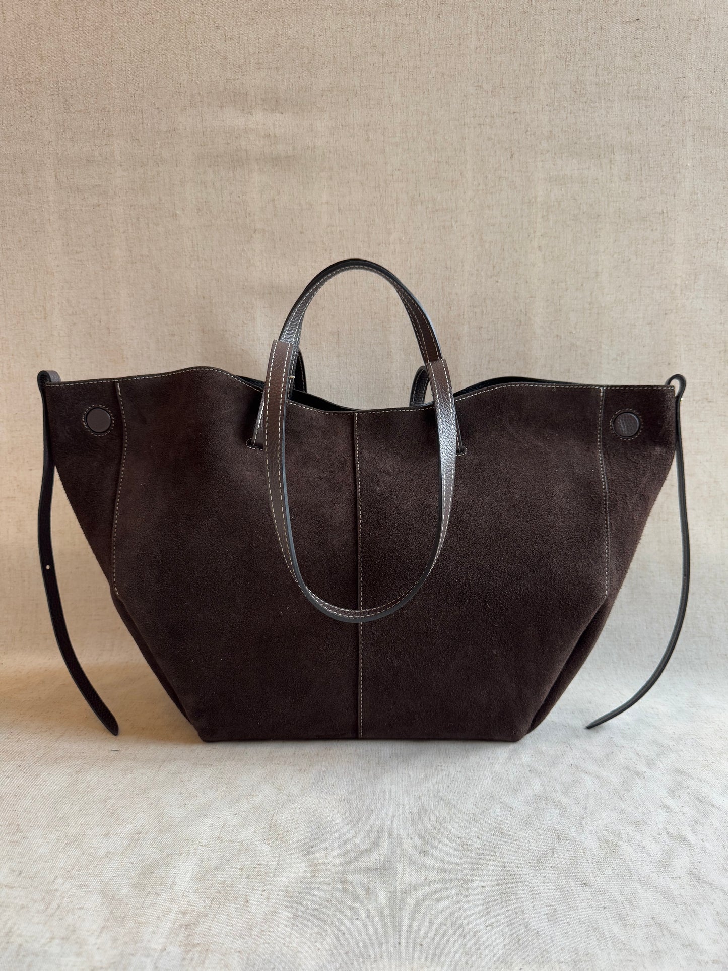 Borsa a spalla Sofia - misura grande in camoscio, con pochette
