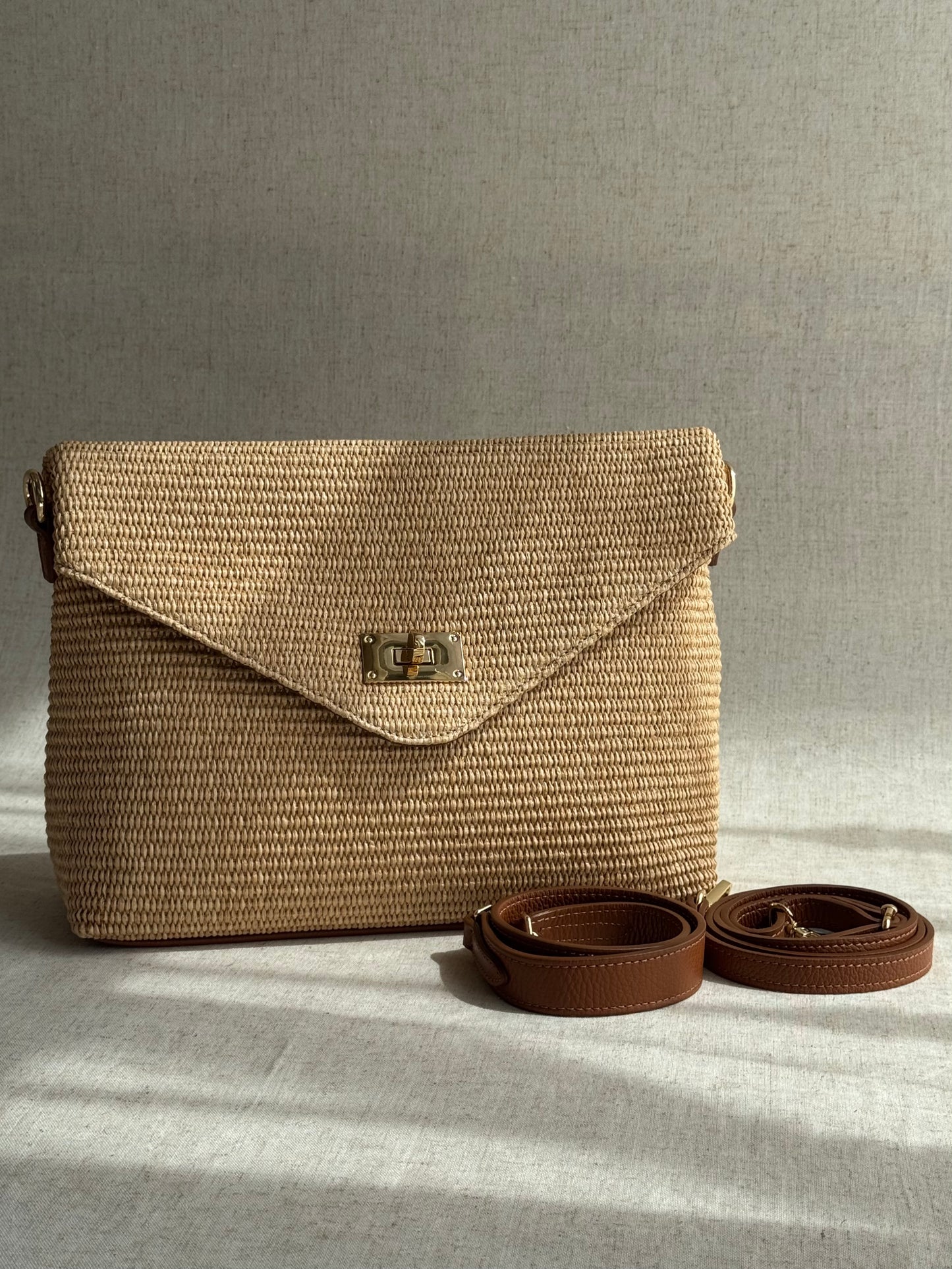 Borsa Postina - rafia, con tracolla lunga