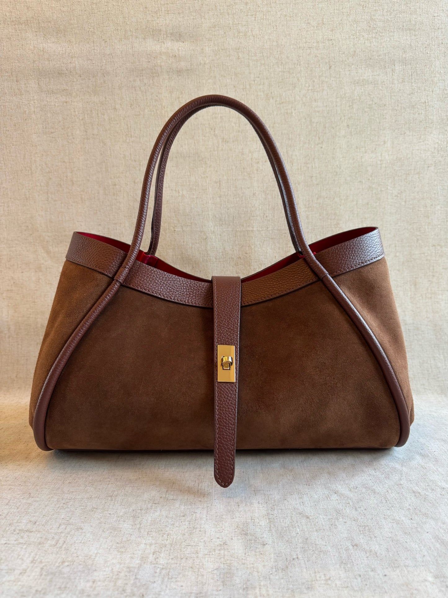 Maxi borsa Carla - camoscio, con tracolla lunga