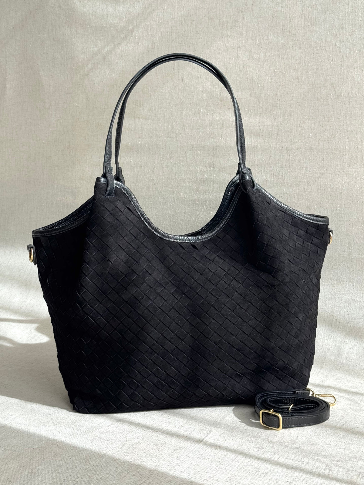 Borsa Roxy - camoscio intrecciato, con tracolla lunga