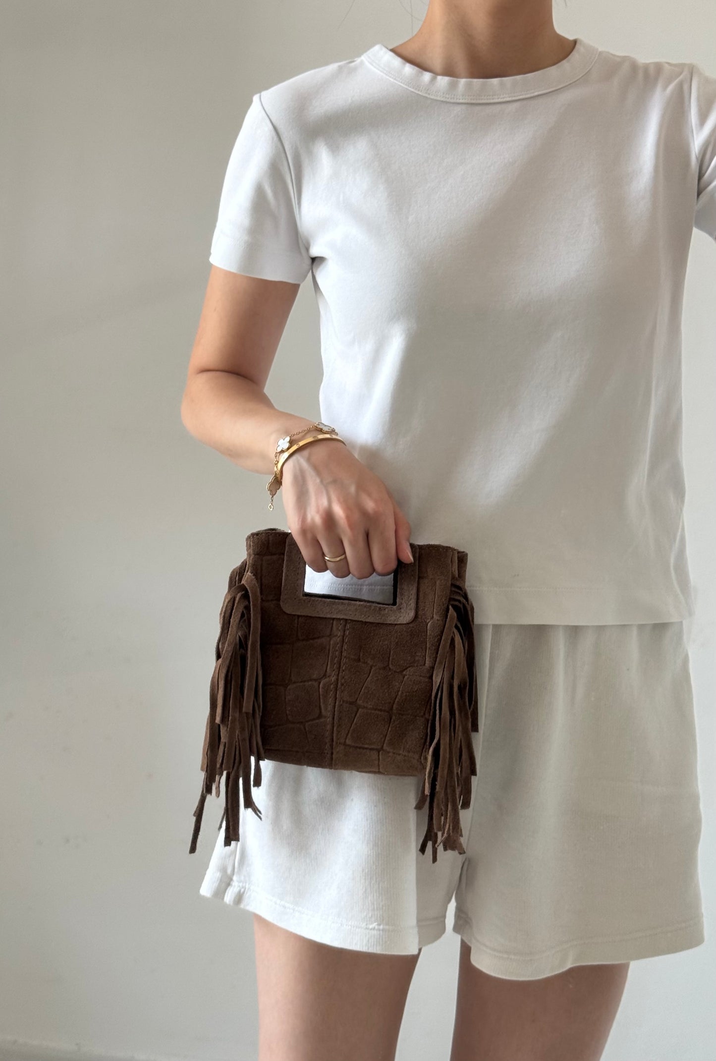 Borsa Riri - stampa coccodrillo, misura piccola, con tracolla lunga
