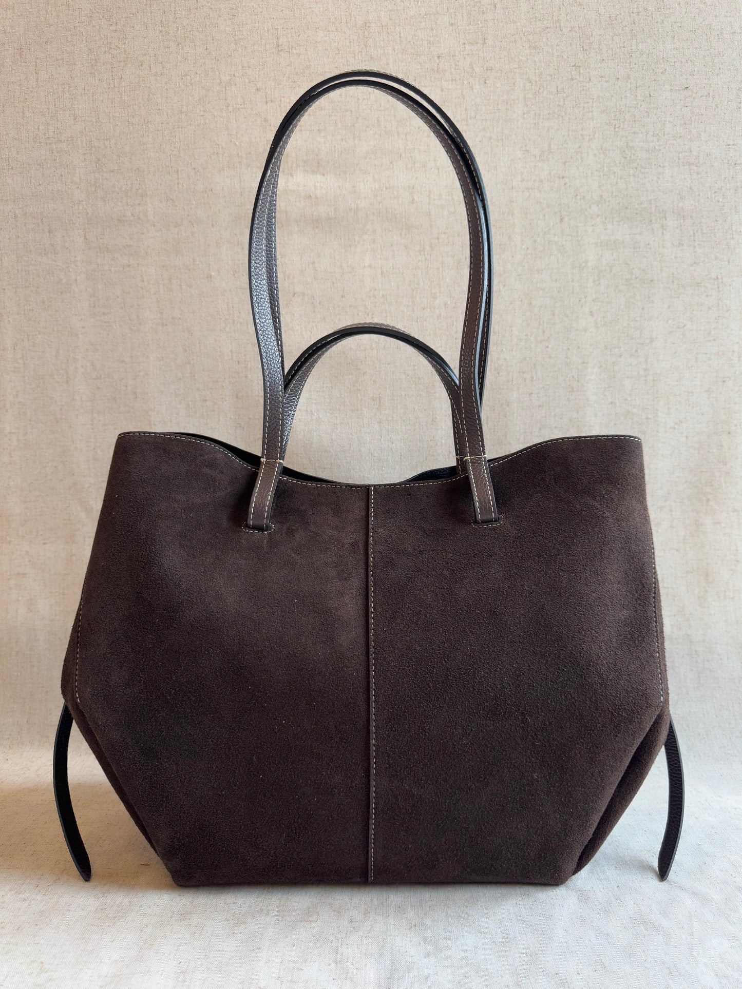 Borsa a spalla Sofia - misura grande in camoscio, con pochette