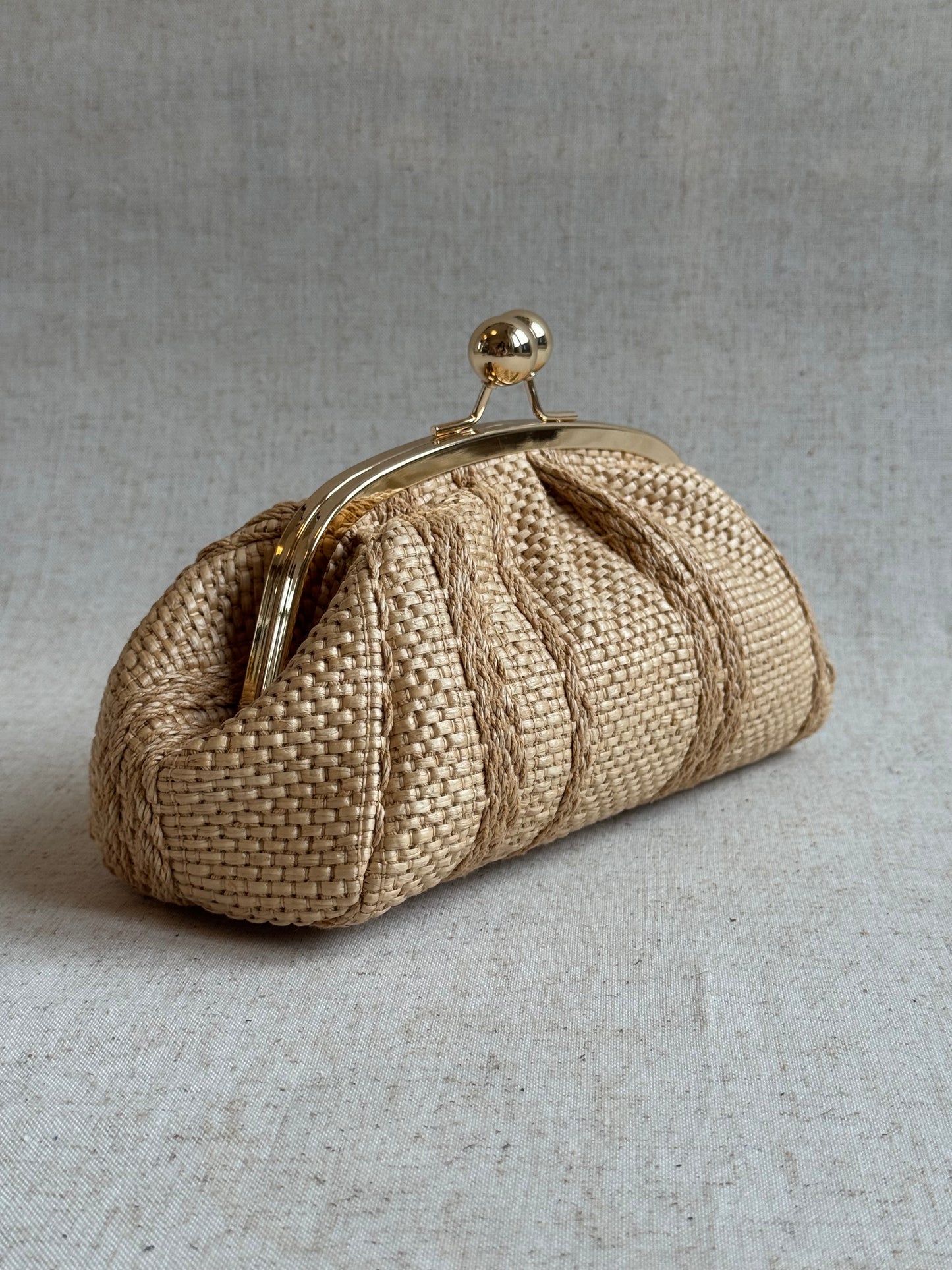 Pochette Raffy - rafia, con tracolla lunga