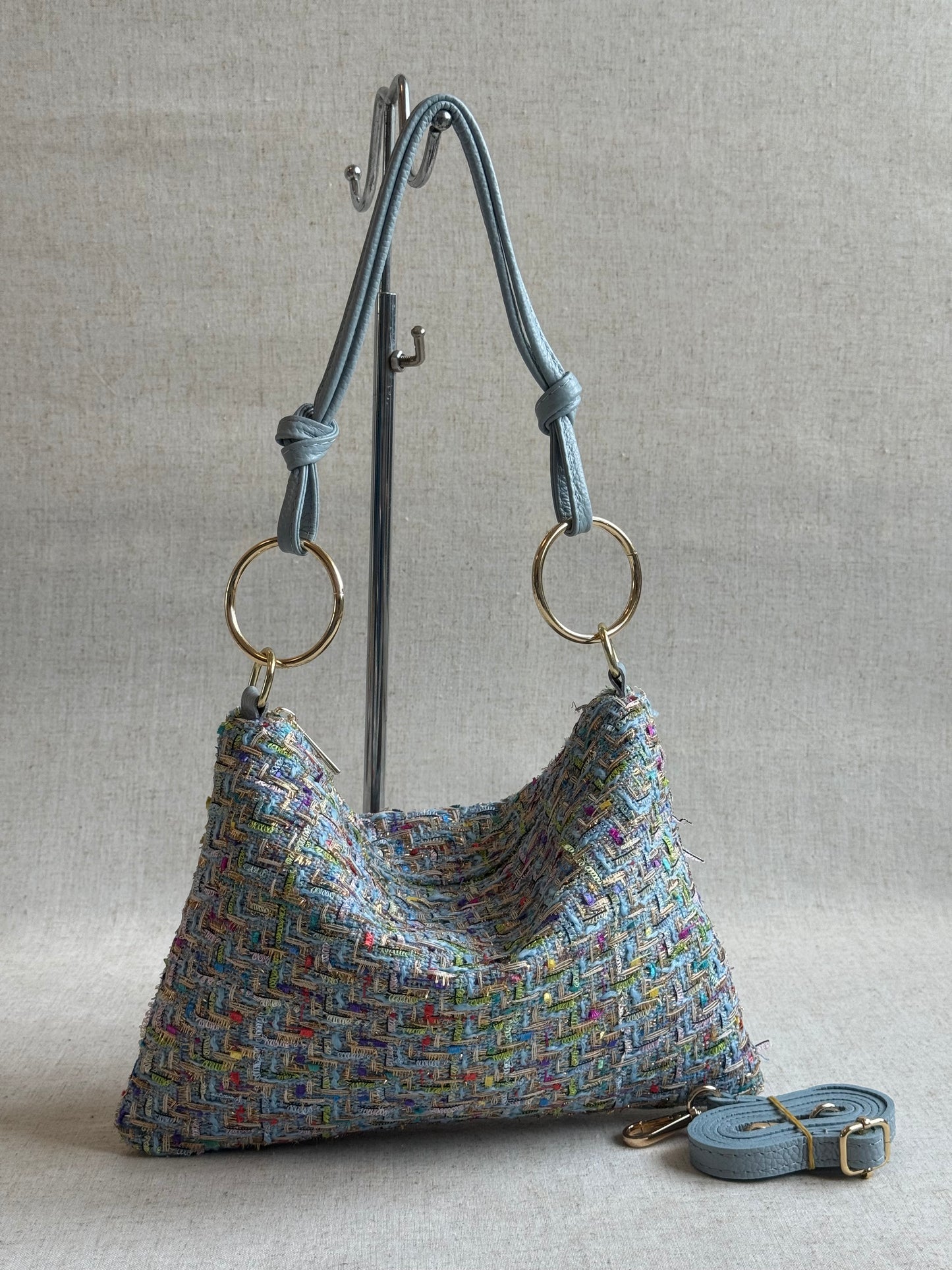 Borsa Agata - tweed, con tracolla lunga