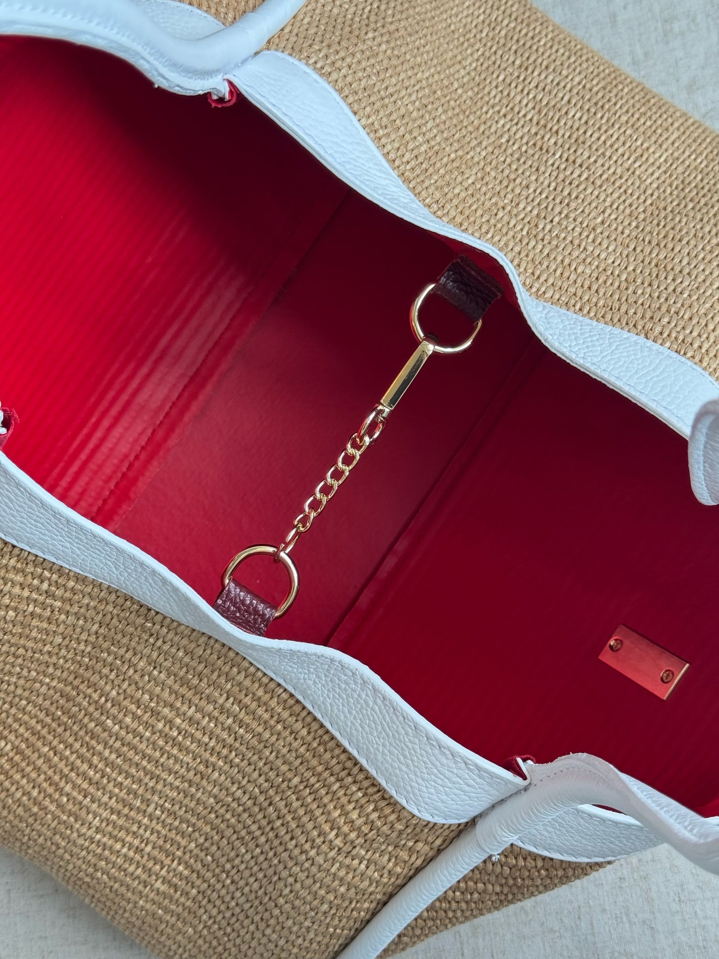 Maxi borsa Carla - rafia, con pochette e tracolla
