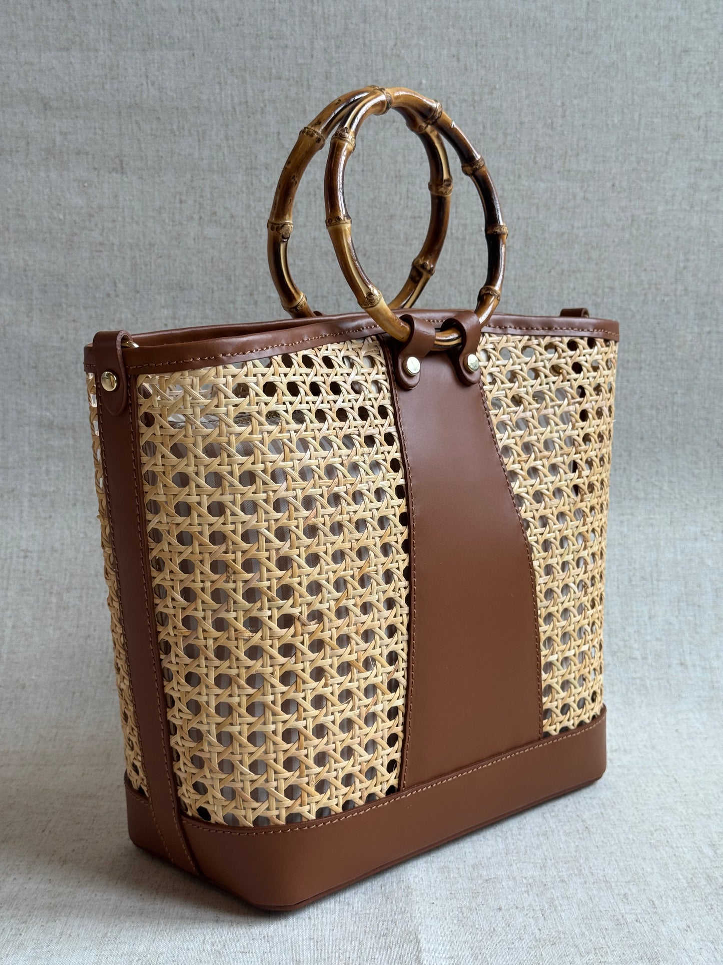 Borsa Atena - misura grande, paglia di Vienna, con tracolla lunga e pochette