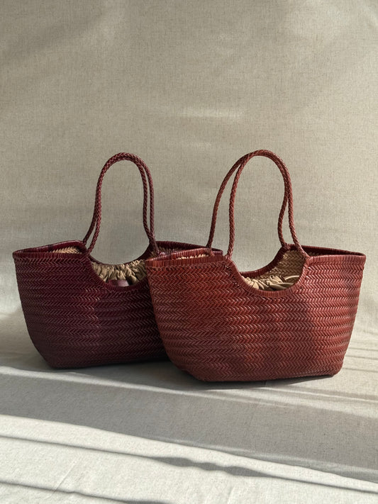 Borsa a spalla Capri - misura grande, vera pelle tamponato intrecciato
