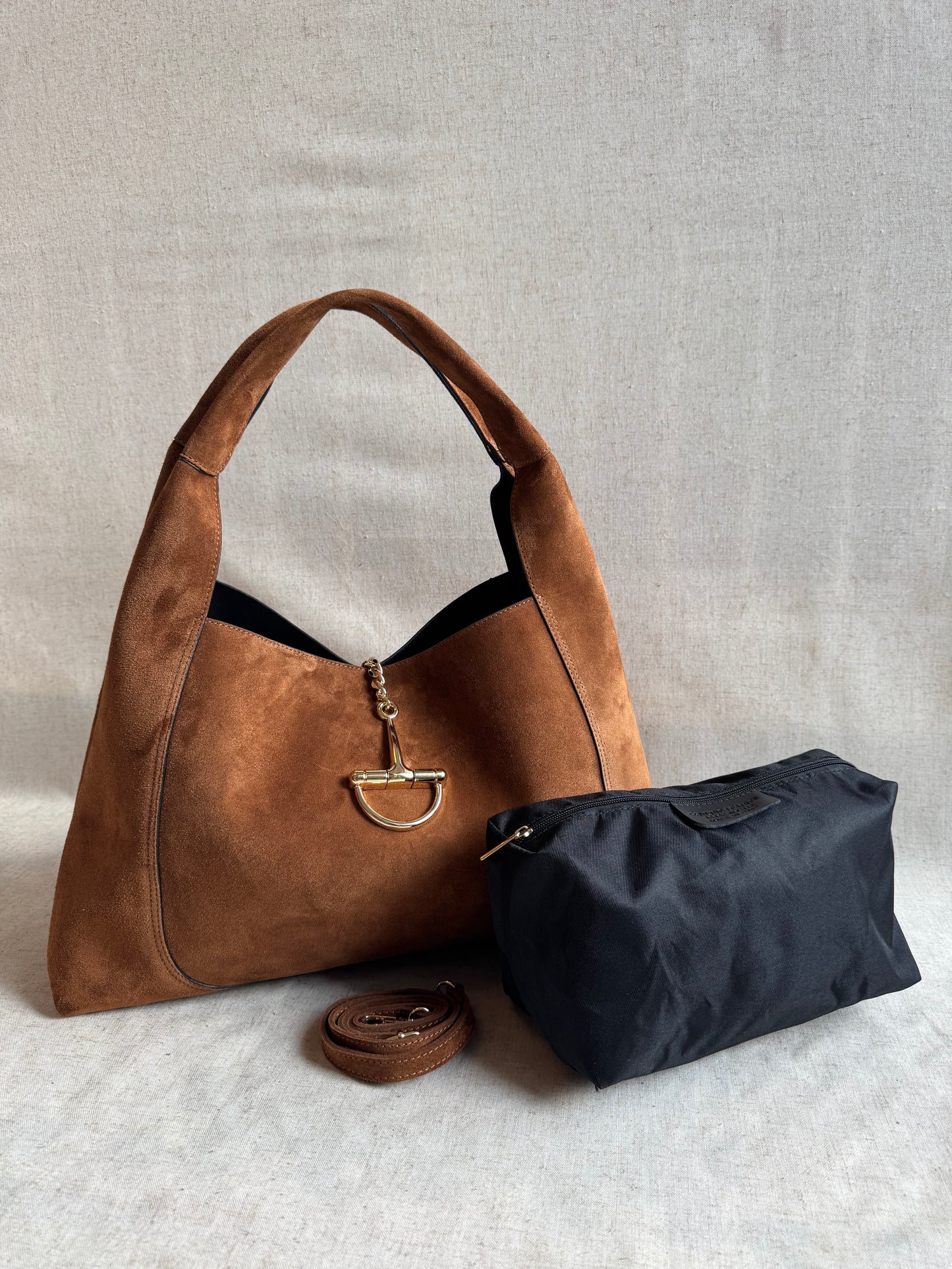 Borsa Gabriella - camoscio, misura MAXI, con tracolla lunga
