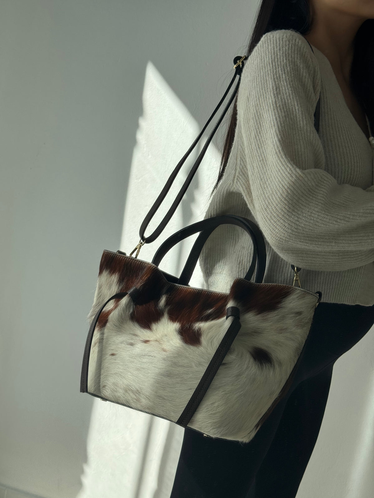 Borsa Laura - cavallino, con tracolla lunga e pochette