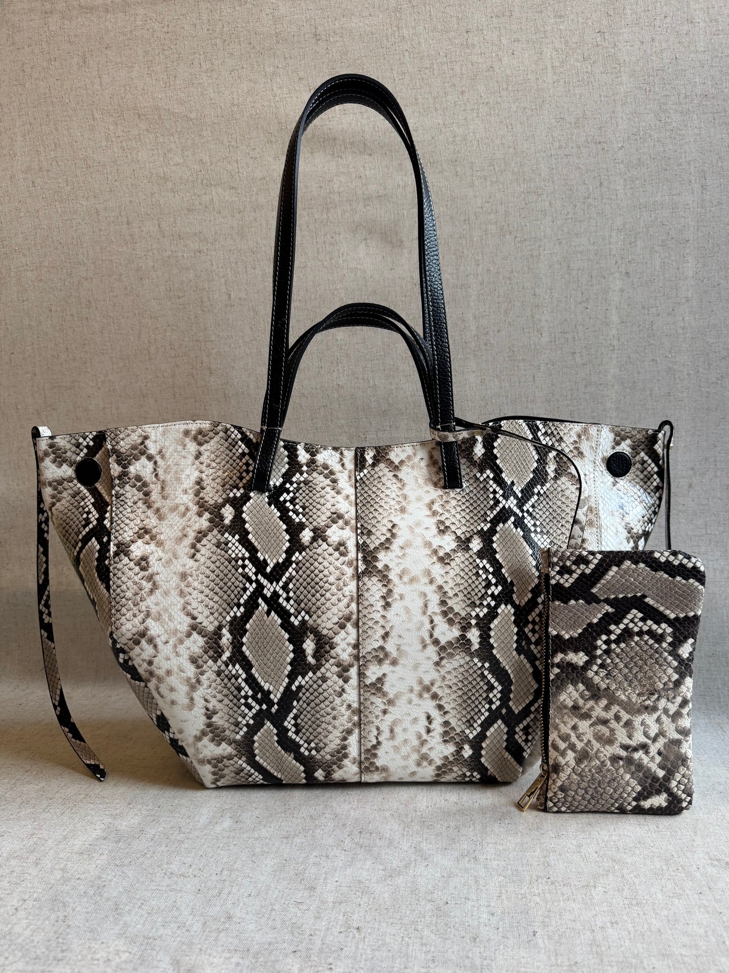 Borsa a spalla Sofia - pitonato, misura grande con pochette