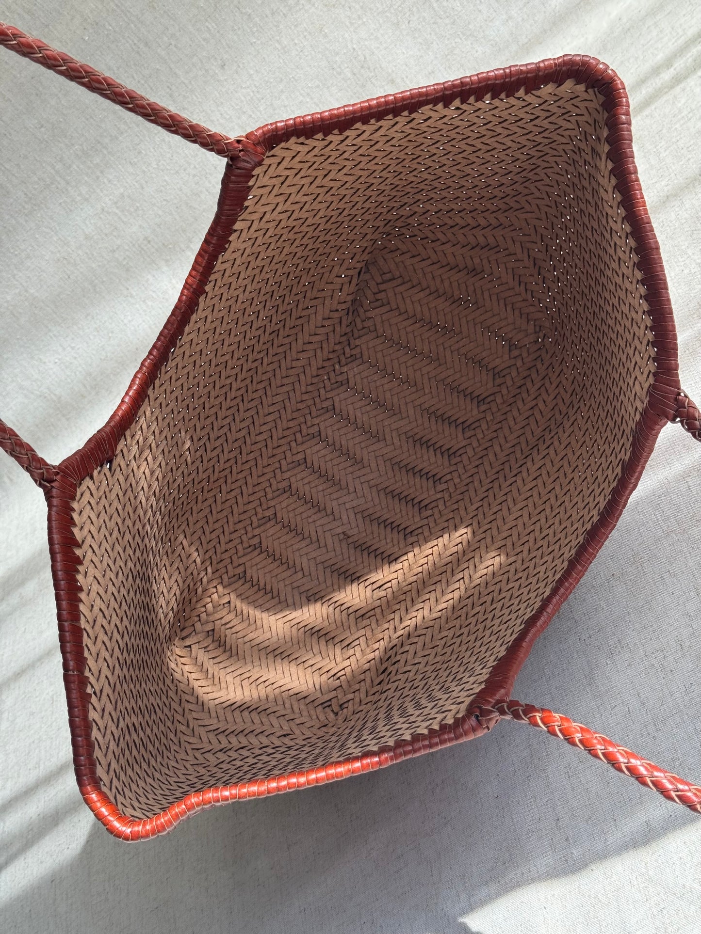 Borsa a spalla Capri - misura grande, vera pelle tamponato intrecciato