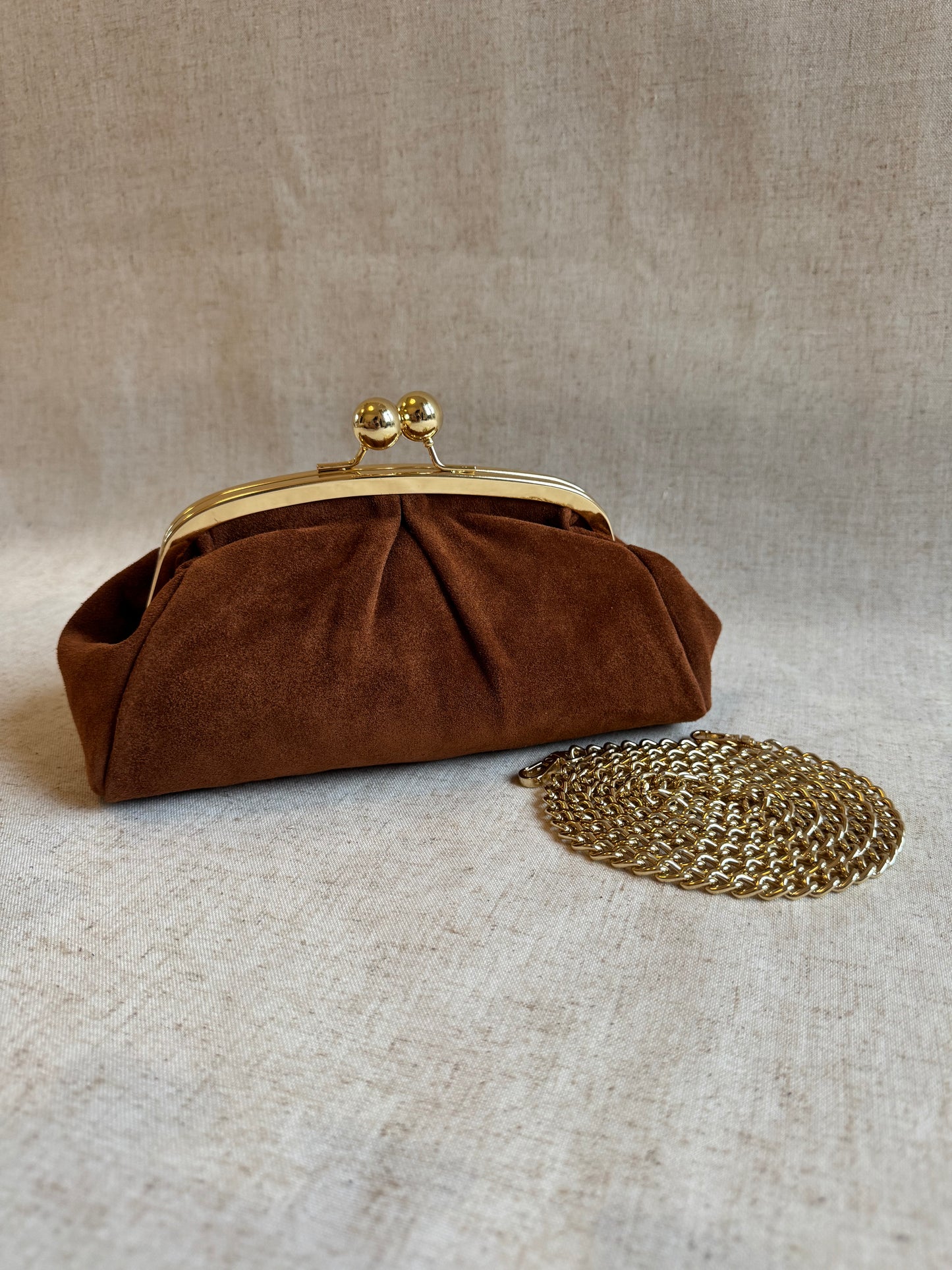 Pochette Raffy - camoscio, con tracolla