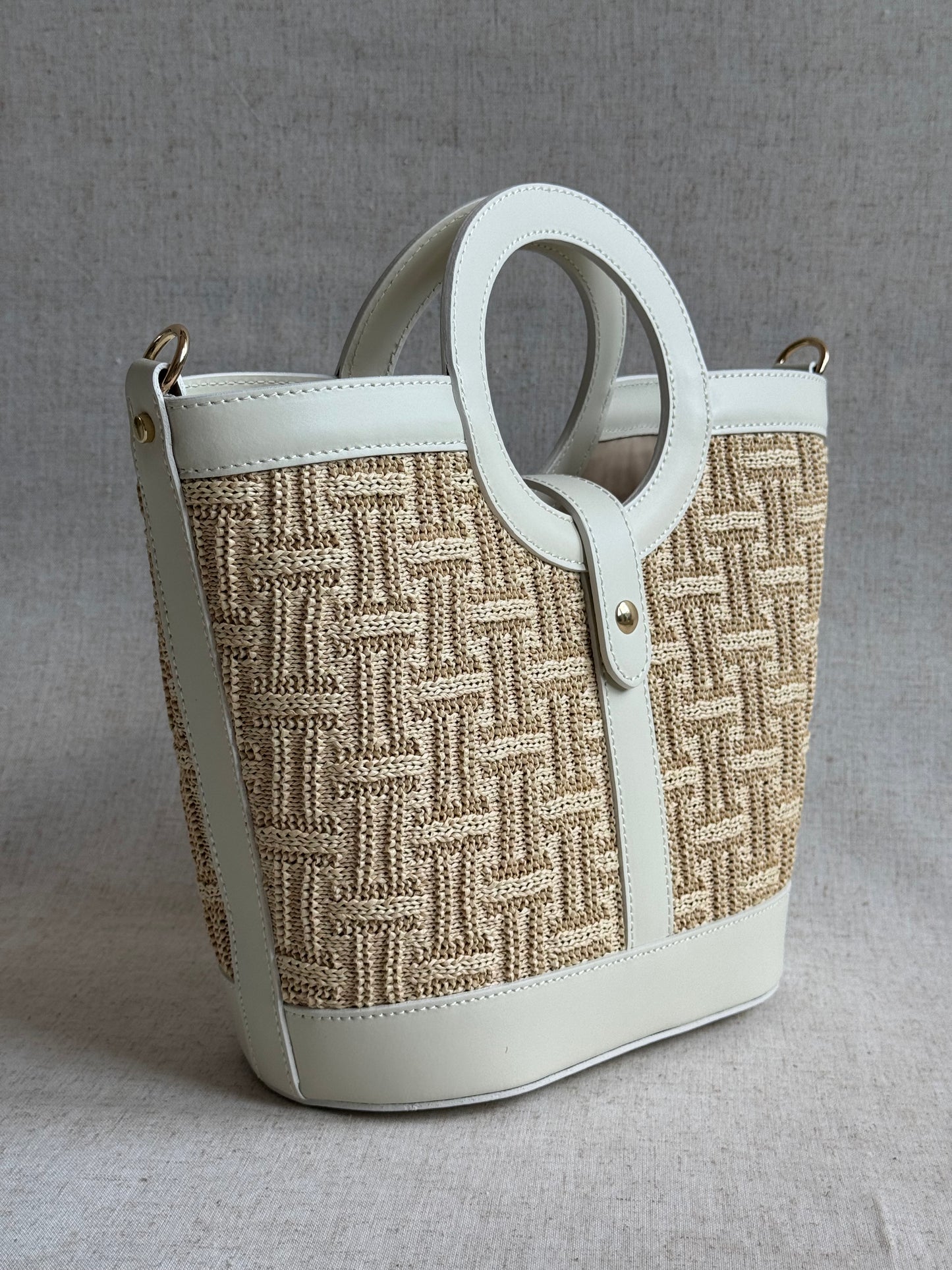 Borsa Alice - rafia, con tracolla lunga e pochette