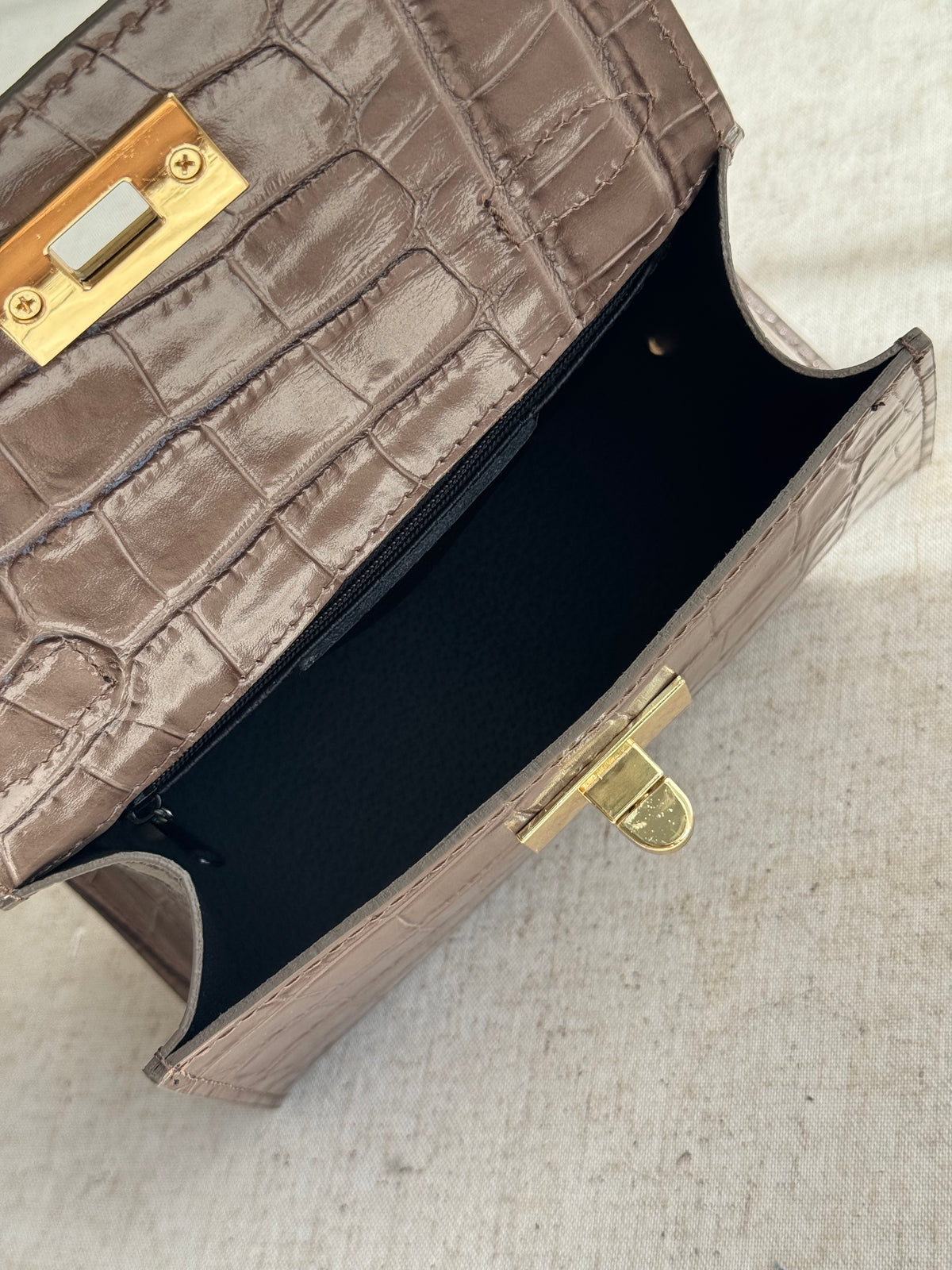 Borsa Kelly - stampa coccodrillo, con tracolla lunga