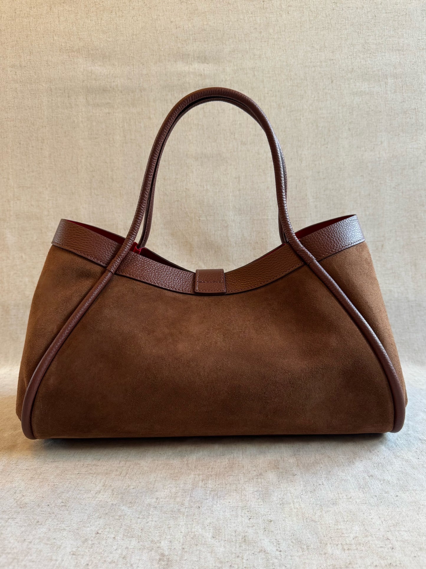 Maxi borsa Carla - camoscio, con tracolla lunga