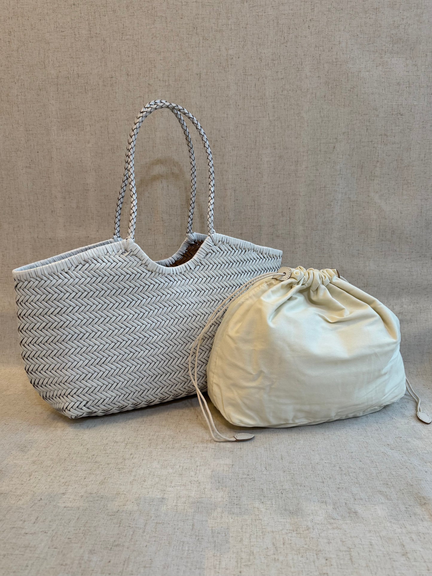 Maxi borsa a spalla Capri - misura grande, vera pelle tamponato intrecciato