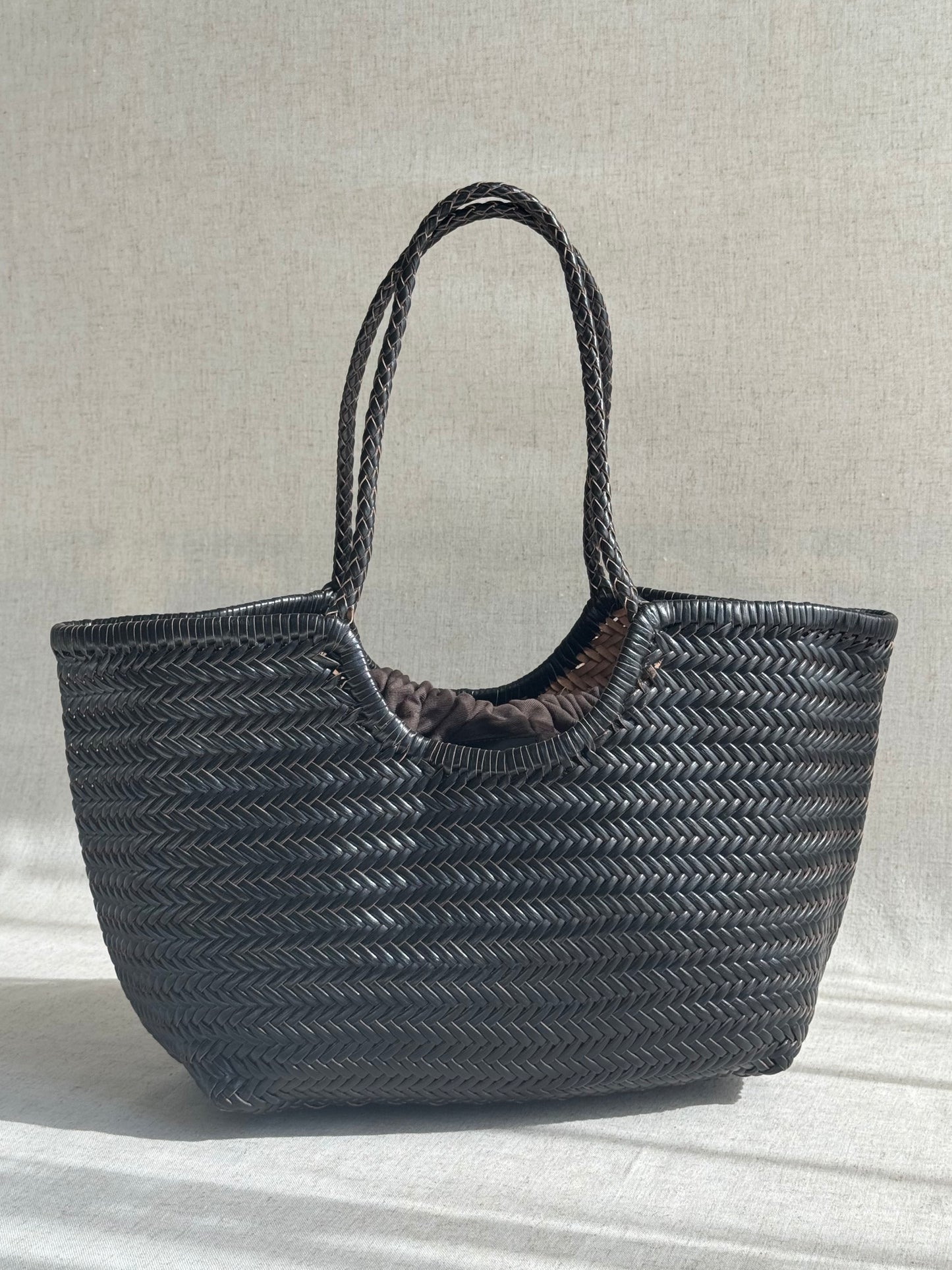 Borsa a spalla Capri - misura grande, vera pelle tamponato intrecciato