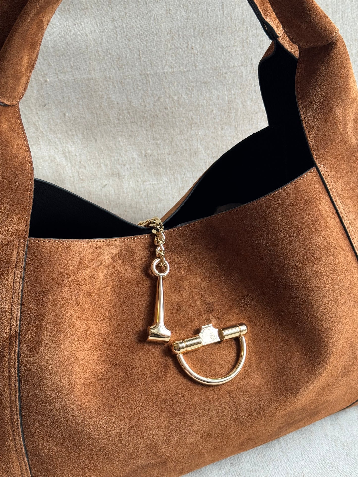 Borsa Gabriella - camoscio, misura MAXI, con tracolla lunga