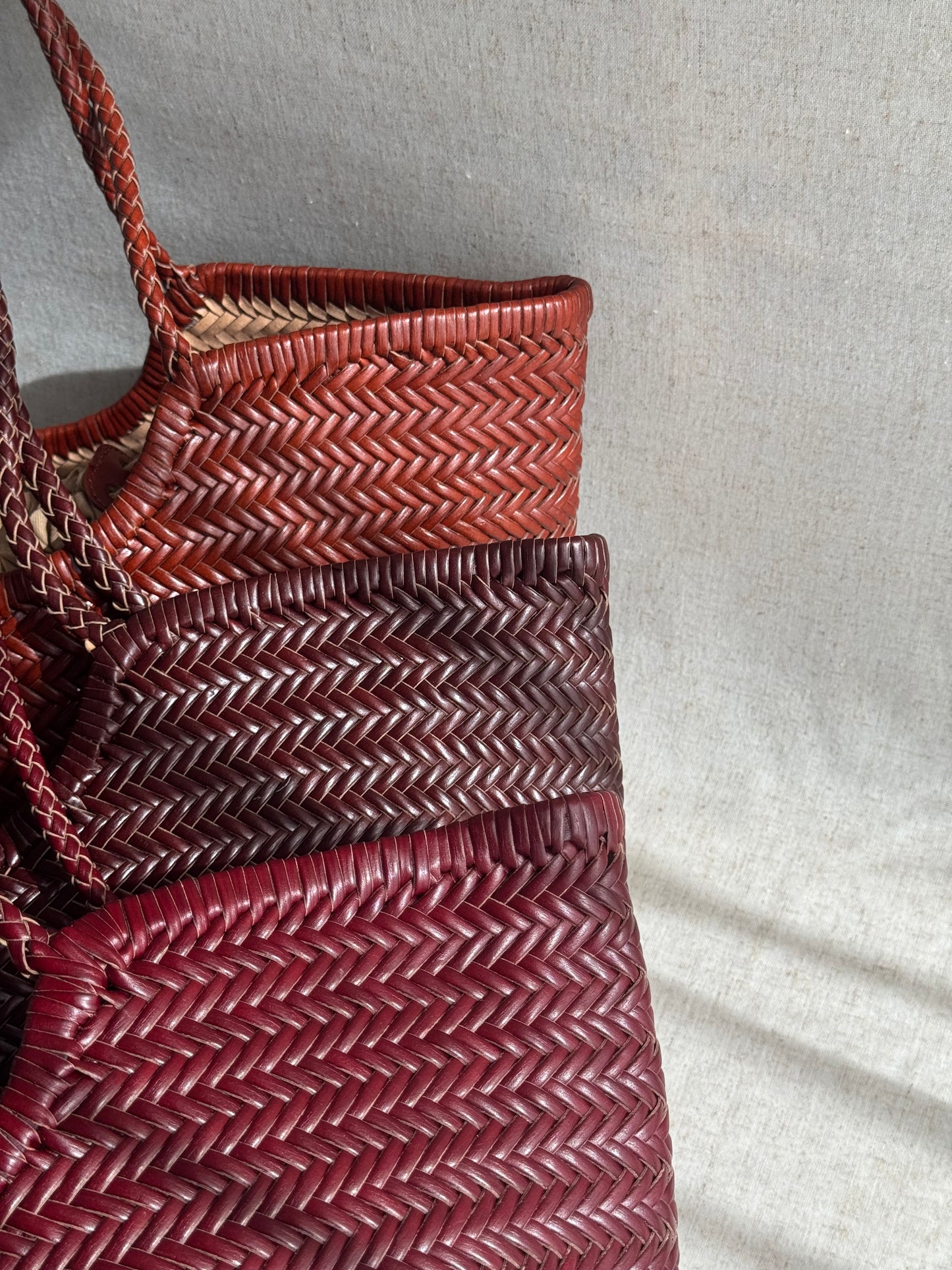 Borsa a spalla Capri - misura grande, vera pelle tamponato intrecciato