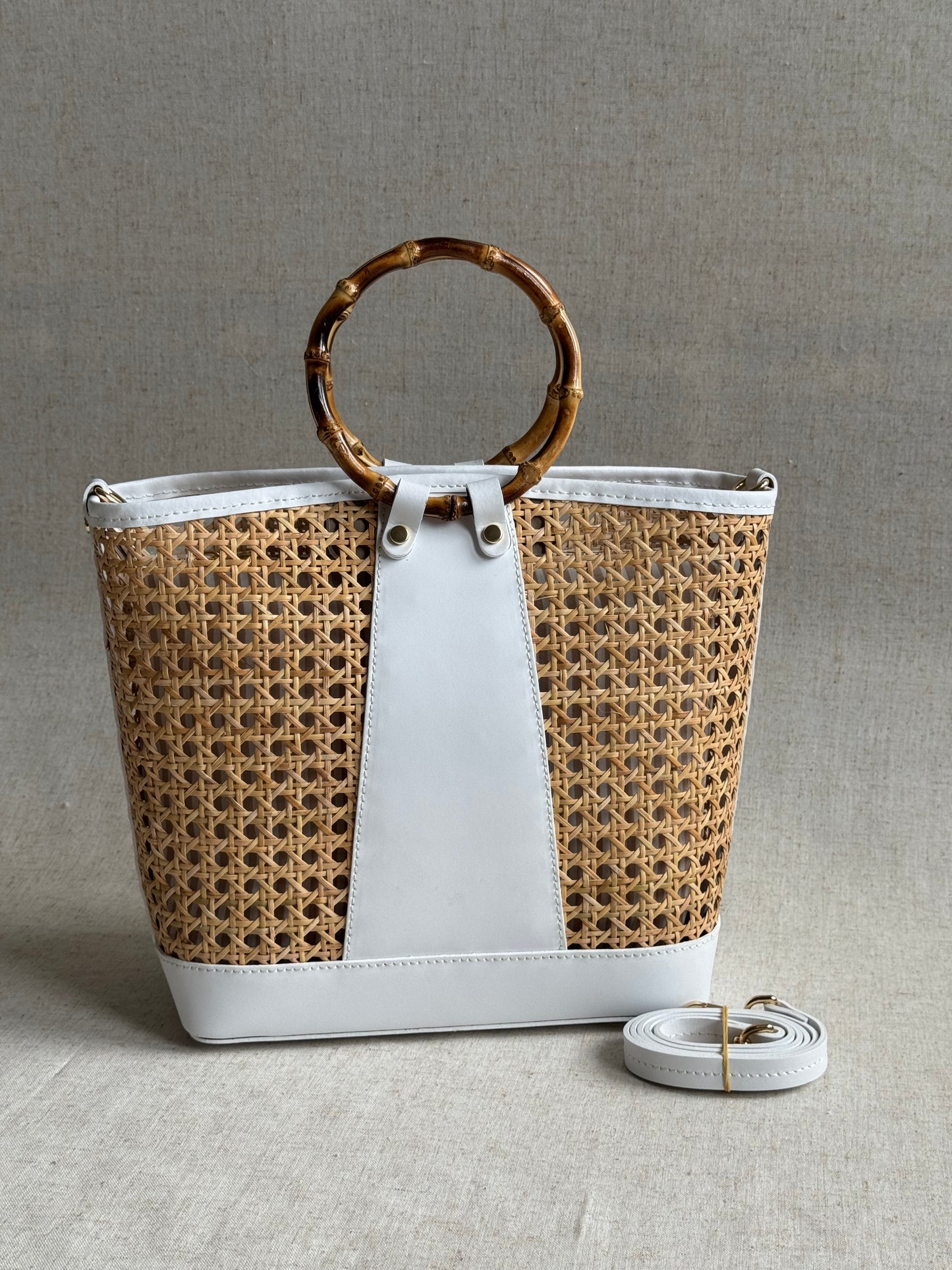 Borsa Atena - misura grande, paglia di Vienna, con tracolla lunga e pochette