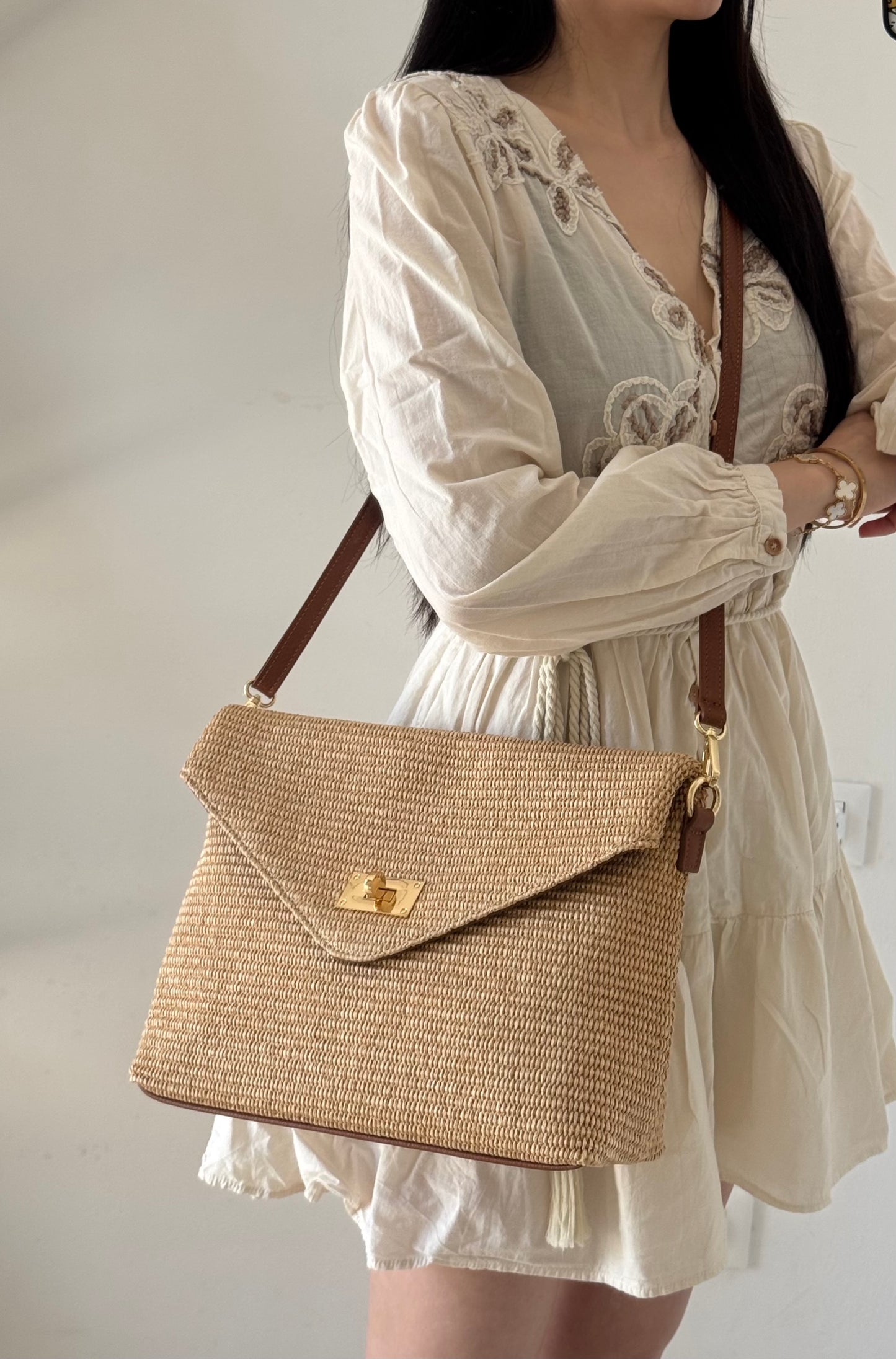 Borsa Postina - rafia, con tracolla lunga