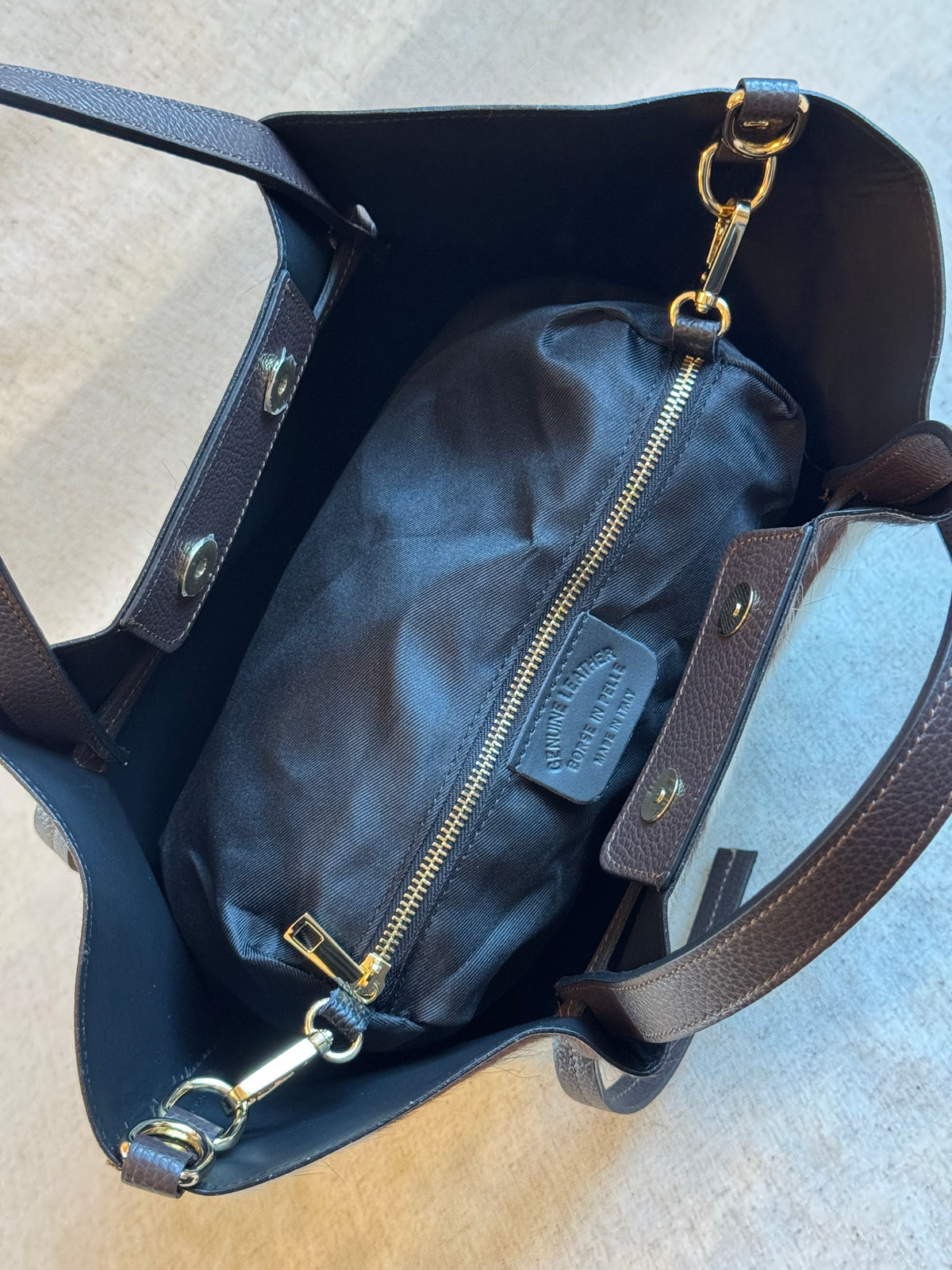 Borsa Laura - cavallino, con tracolla lunga e pochette