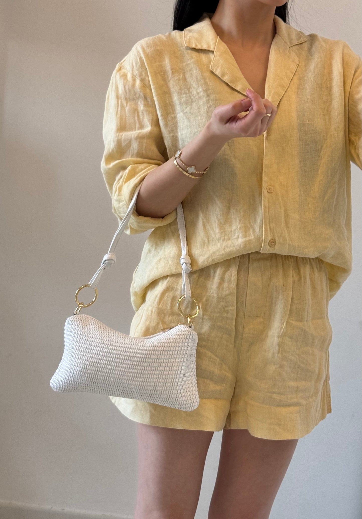 Borsa a spalla Agata - rafia, misura piccola, con tracolla lunga