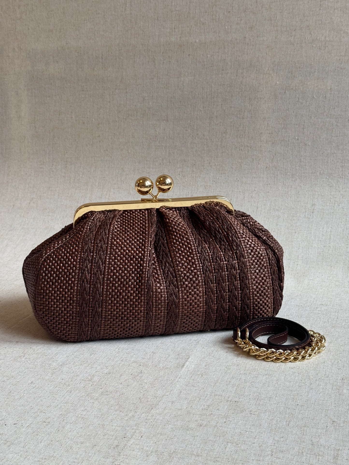 Borsa Raffy - rafia, misura grande, con tracolla lunga