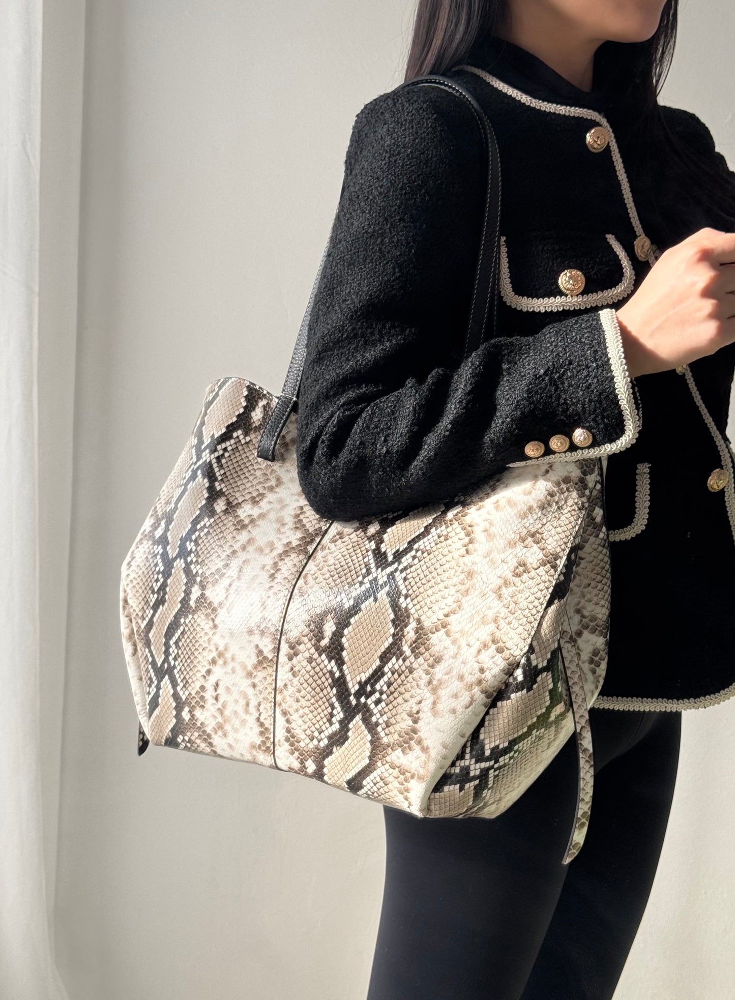 Borsa a spalla Sofia - pitonato, misura grande con pochette