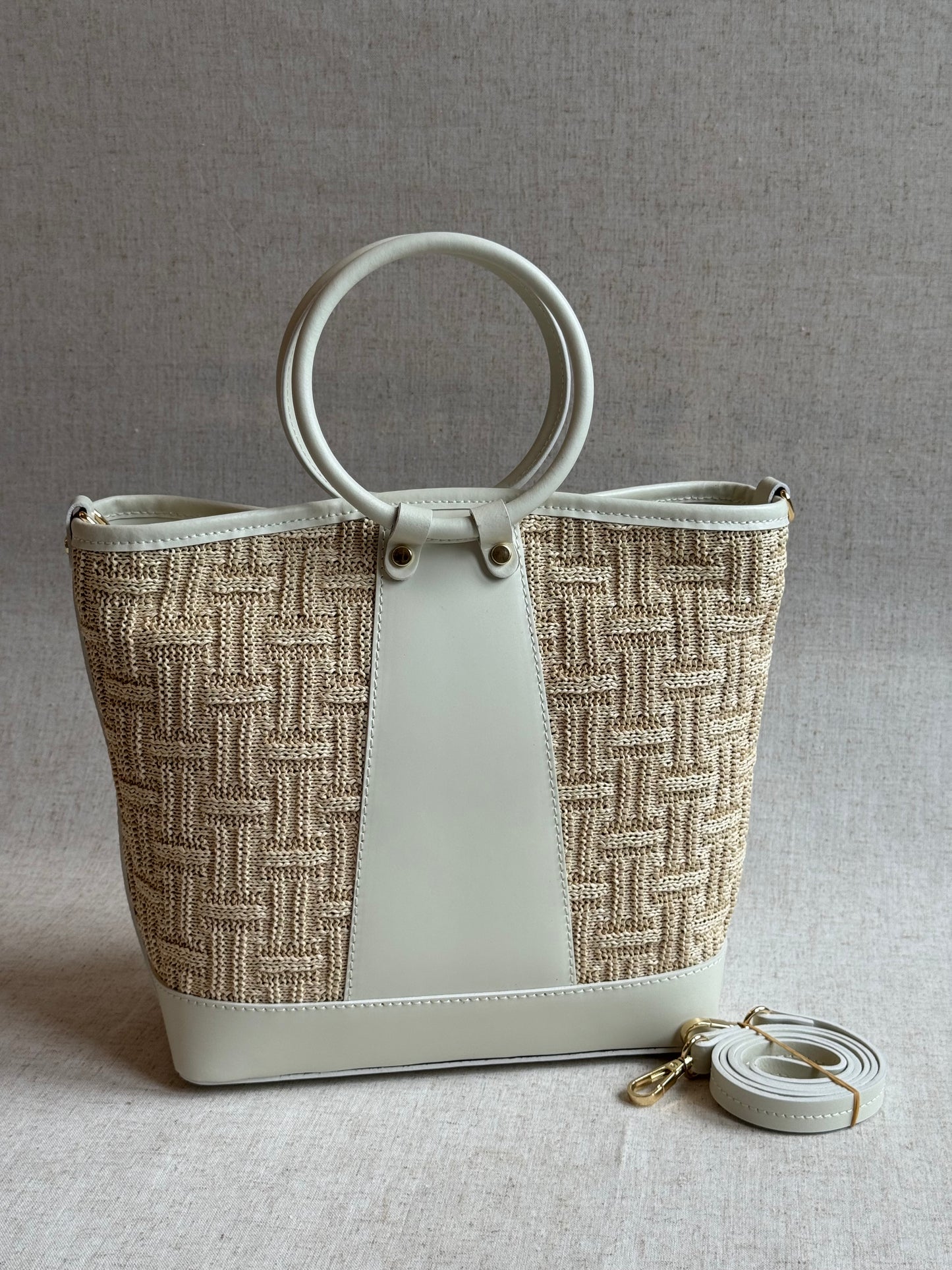 Borsa Atena - rafia, con tracolla lunga