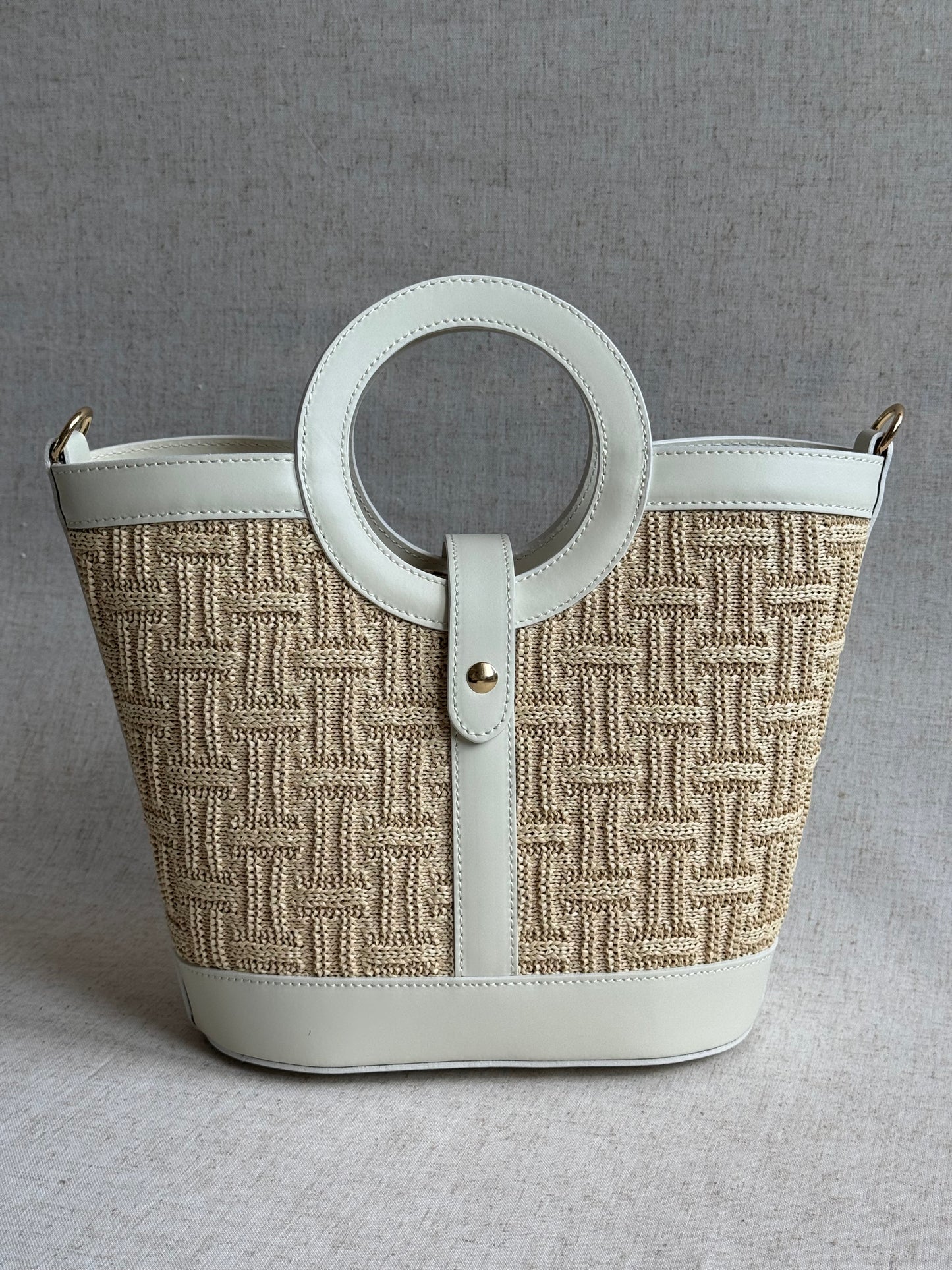 Borsa Alice - rafia, con tracolla lunga e pochette