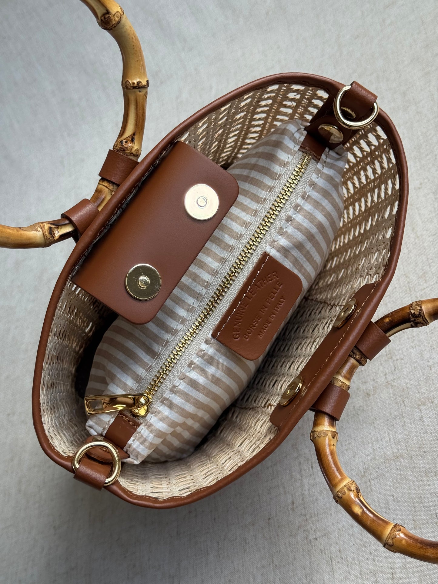 Borsa Atena - misura piccola, paglia di Vienna, con tracolla e pochette