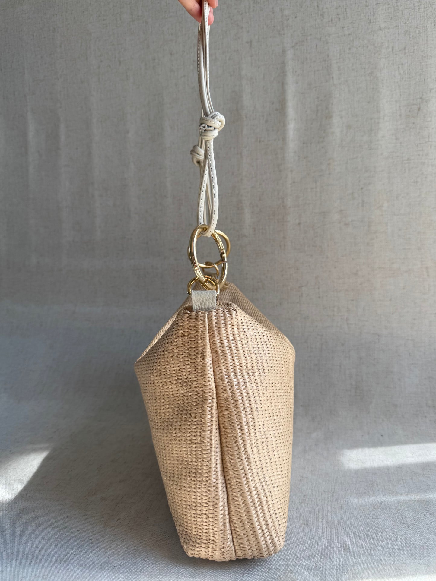 Borsa a spalla Agata rafia - con tracolla lunga
