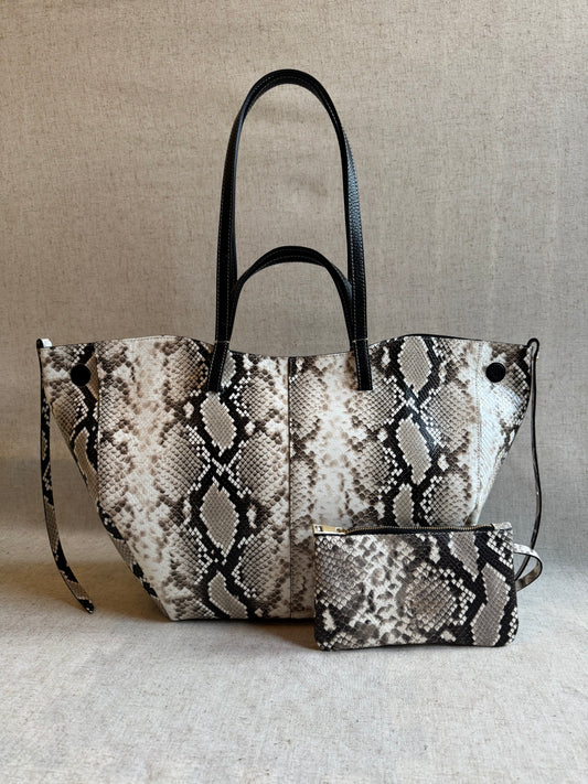 Borsa a spalla Sofia - pitonato, misura grande con pochette
