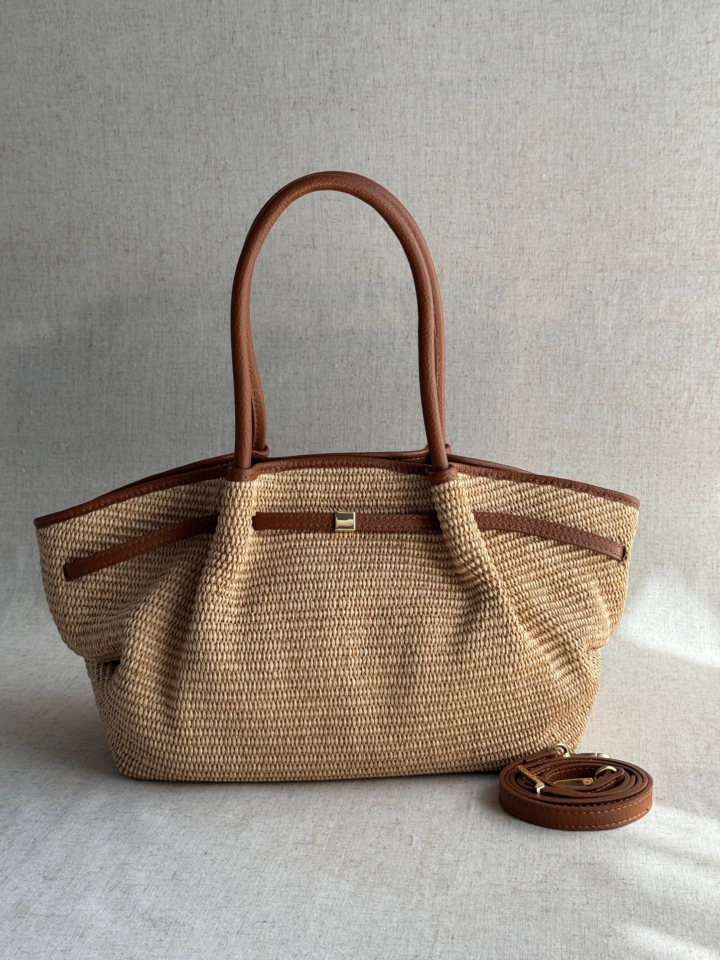 Borsa Laila - rafia, con tracolla lunga