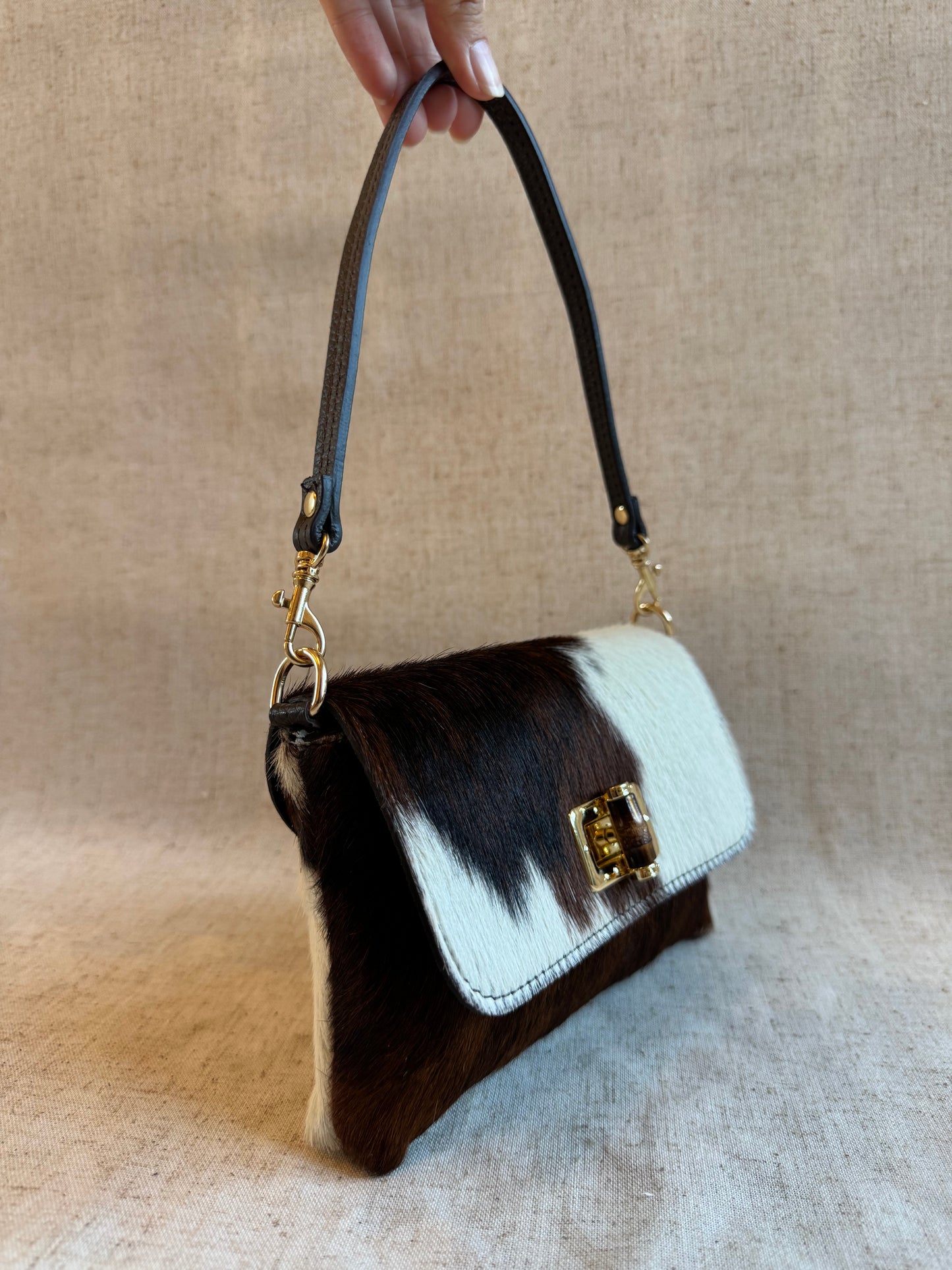 Borsa a spalla Eva - cavallino, con tracolla
