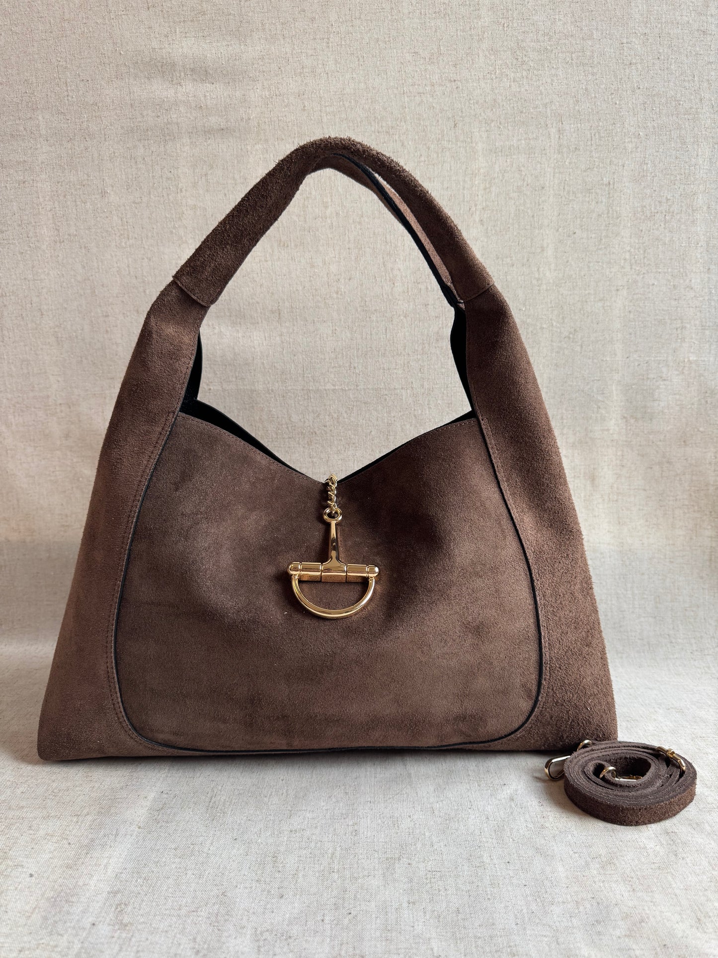 Borsa Gabriella - camoscio, misura MAXI, con tracolla lunga