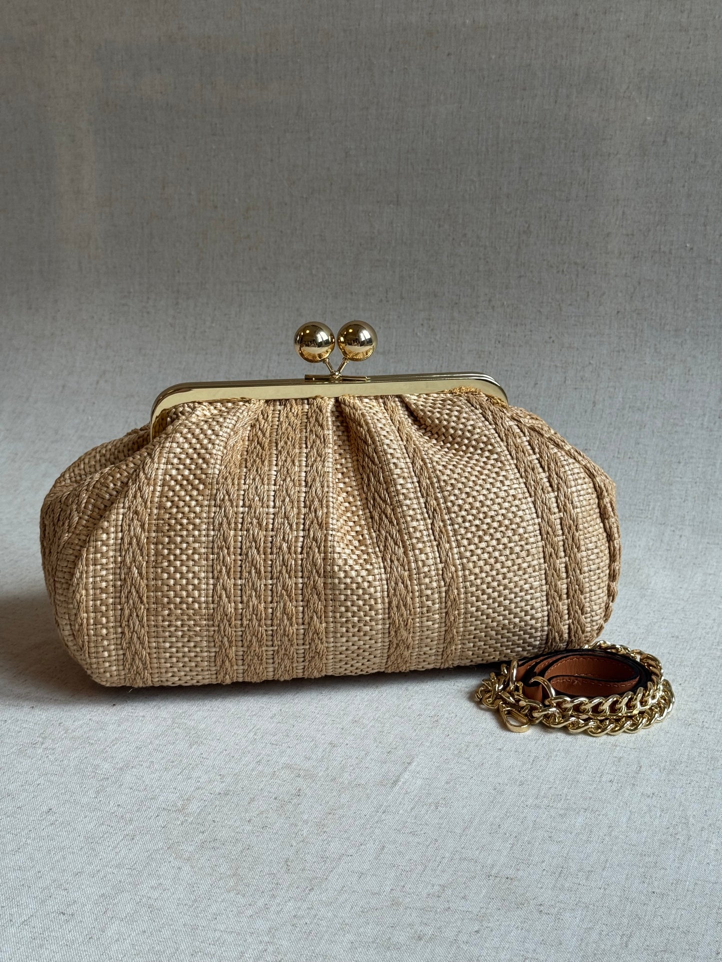 Borsa Raffy - rafia, misura grande, con tracolla lunga