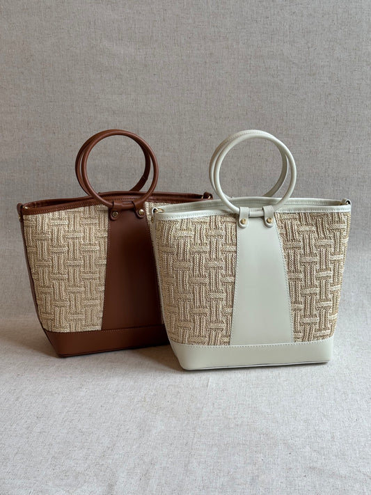 Borsa Atena - rafia, con tracolla lunga