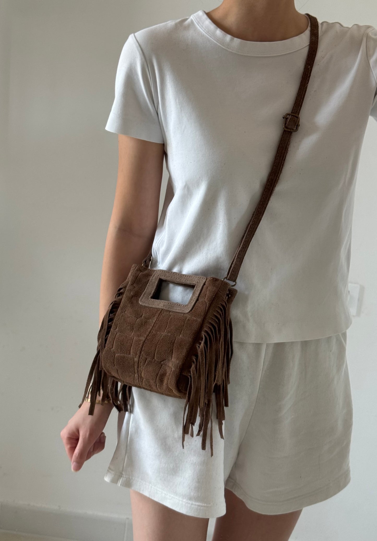 Borsa Riri - stampa coccodrillo, misura piccola, con tracolla lunga