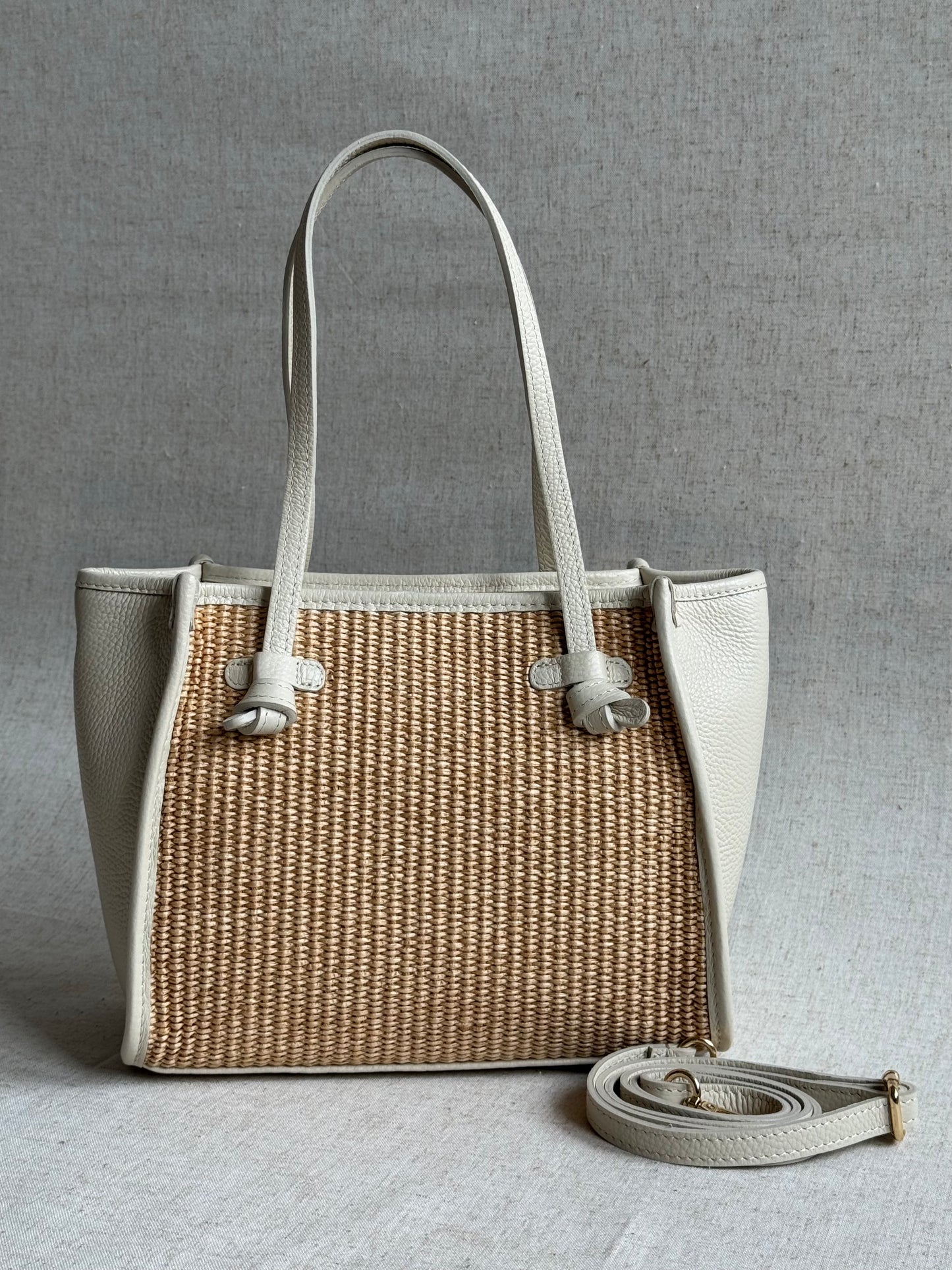 Borsa a spalla Riviera - rafia, con tracolla lunga