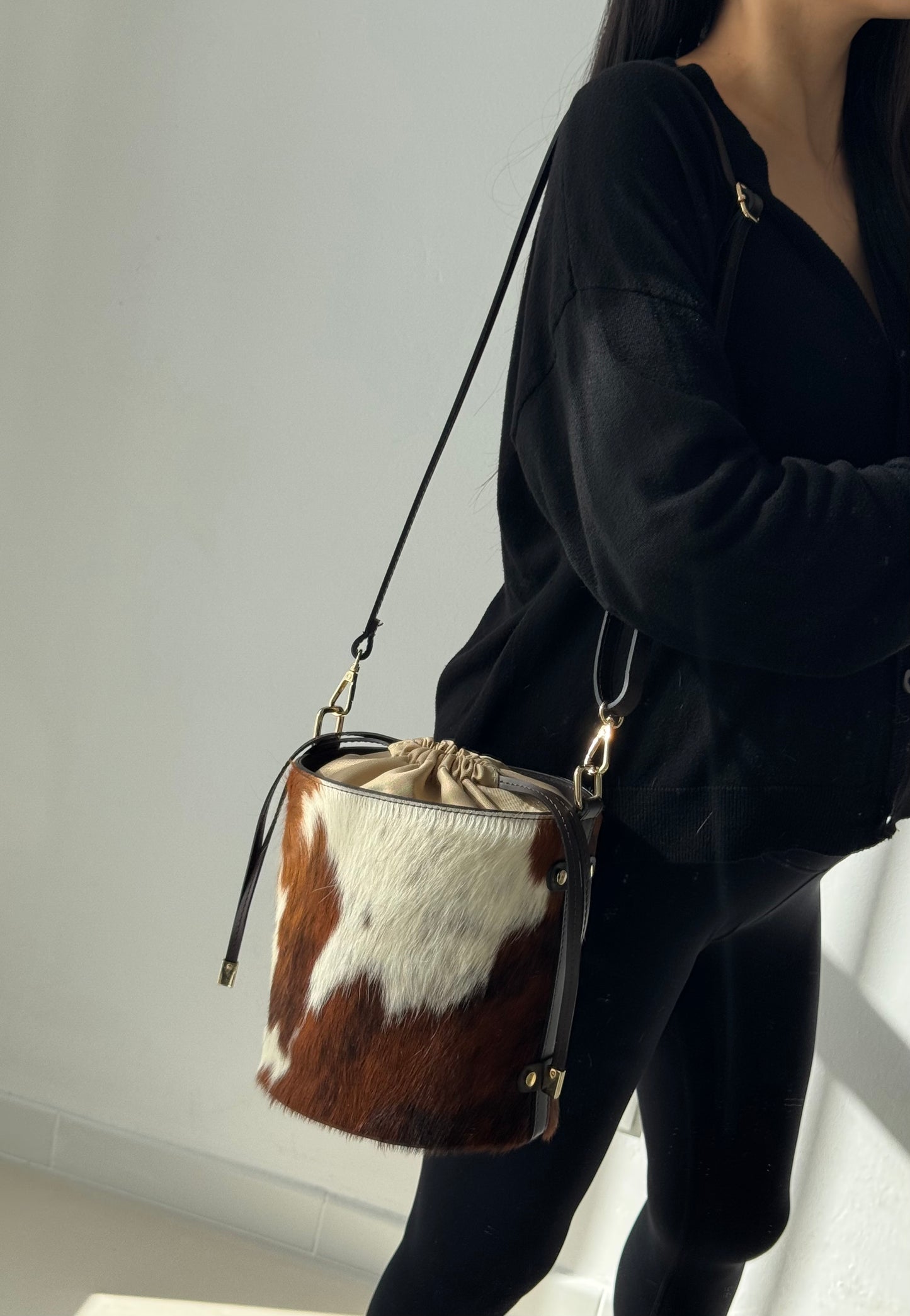 Borsa a spalla Ophelia - cavallino, con tracolla lunga